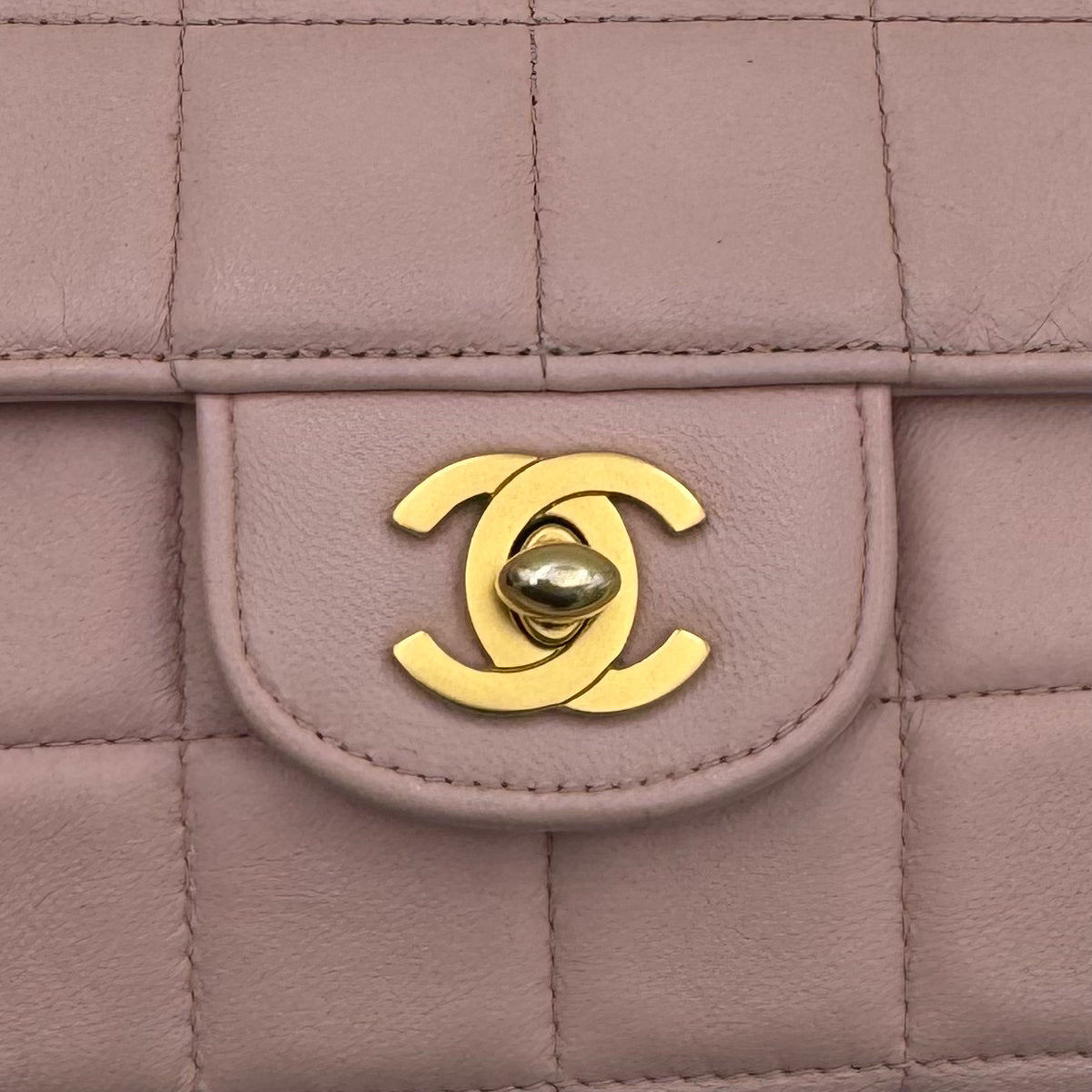 Chanel Pink Lambskin Chocolate Bar East West Shoulder Bag