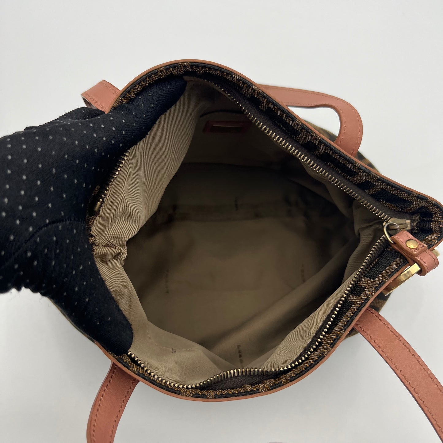 Fendi Tobacco Zucca Pink Leather Zip Chef Tote