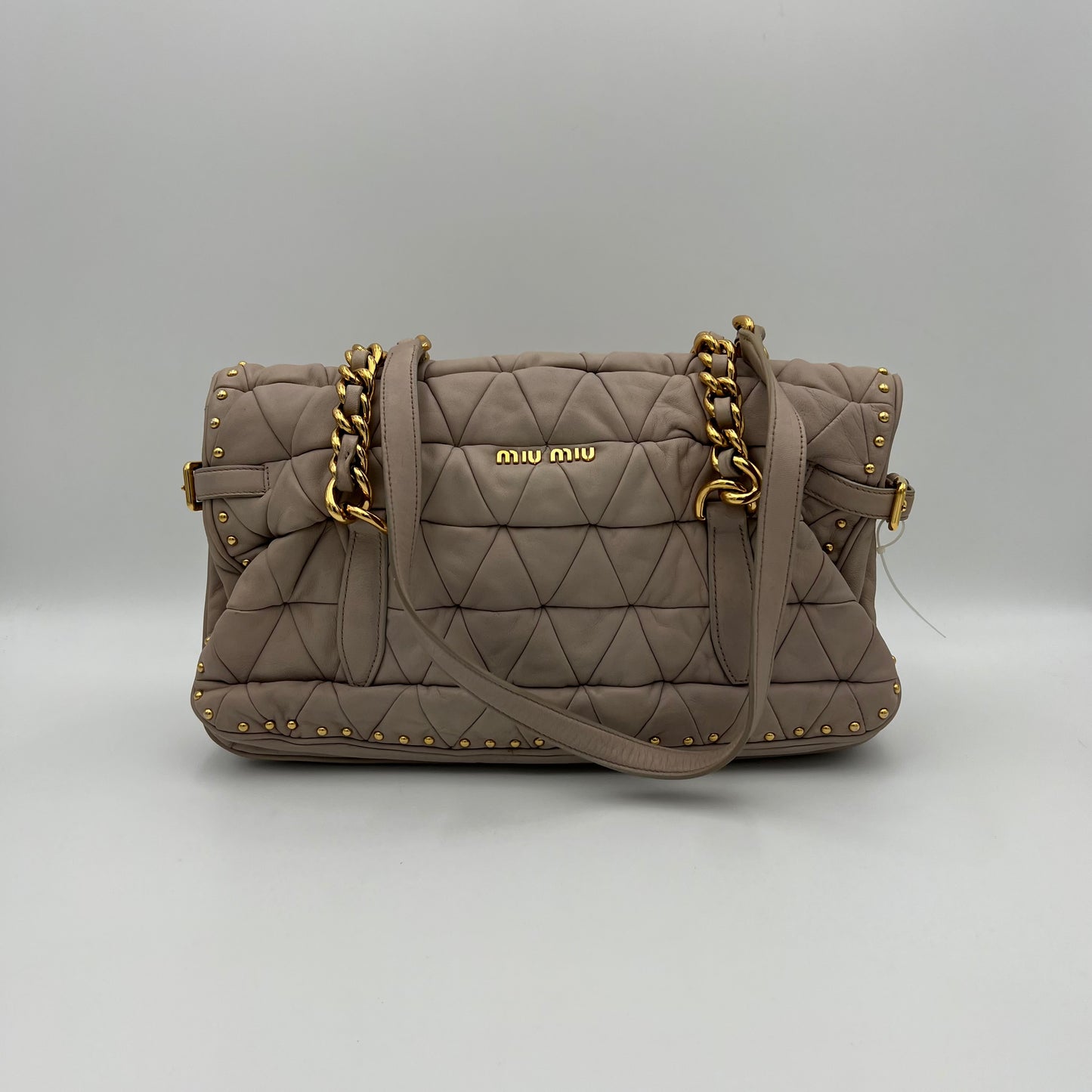 Miu Miu Quilted Leather Studded Chain Shoulder Bag