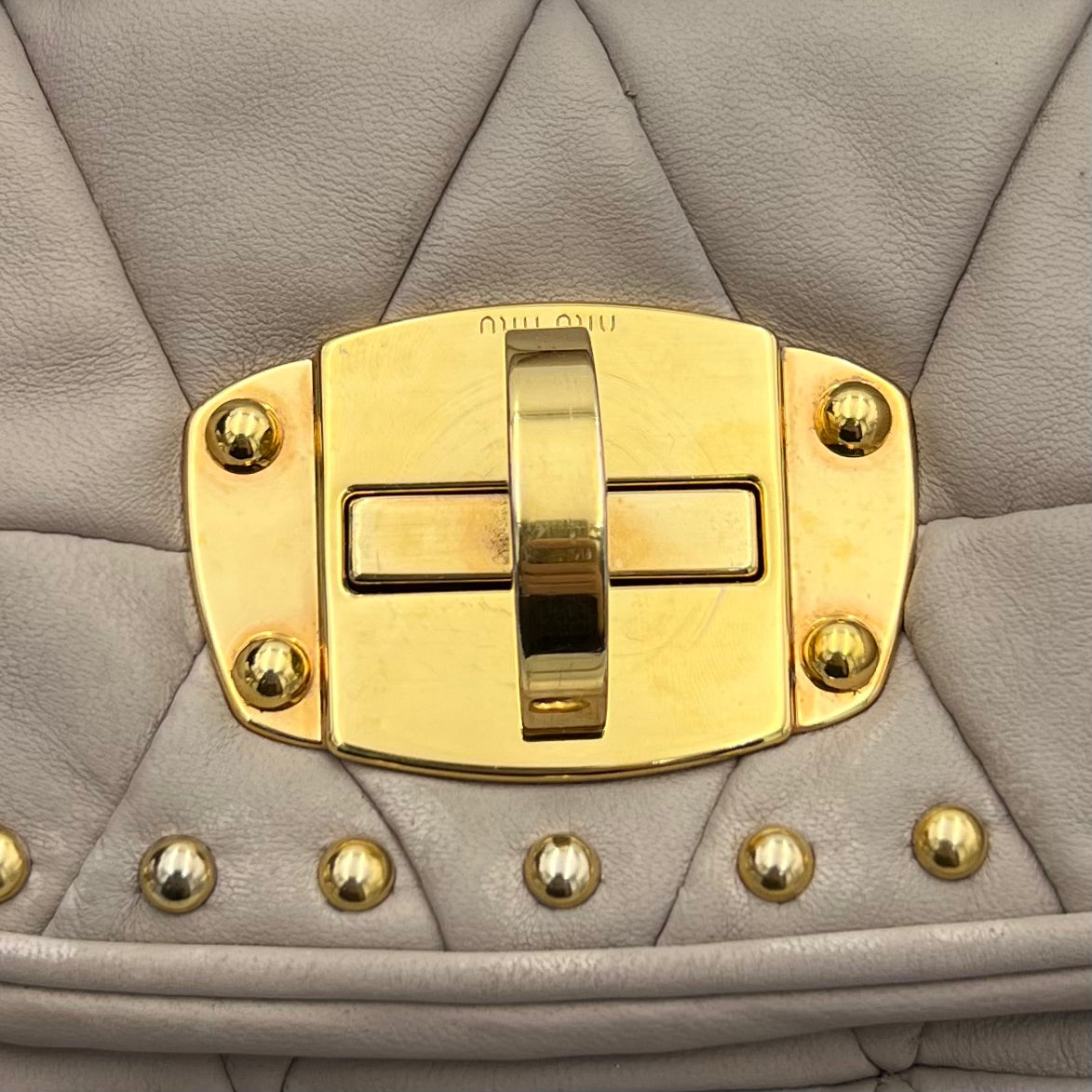 Miu Miu Quilted Leather Studded Chain Shoulder Bag