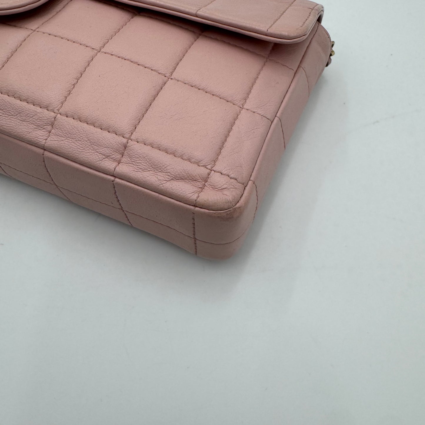 Chanel Pink Lambskin Chocolate Bar East West Shoulder Bag
