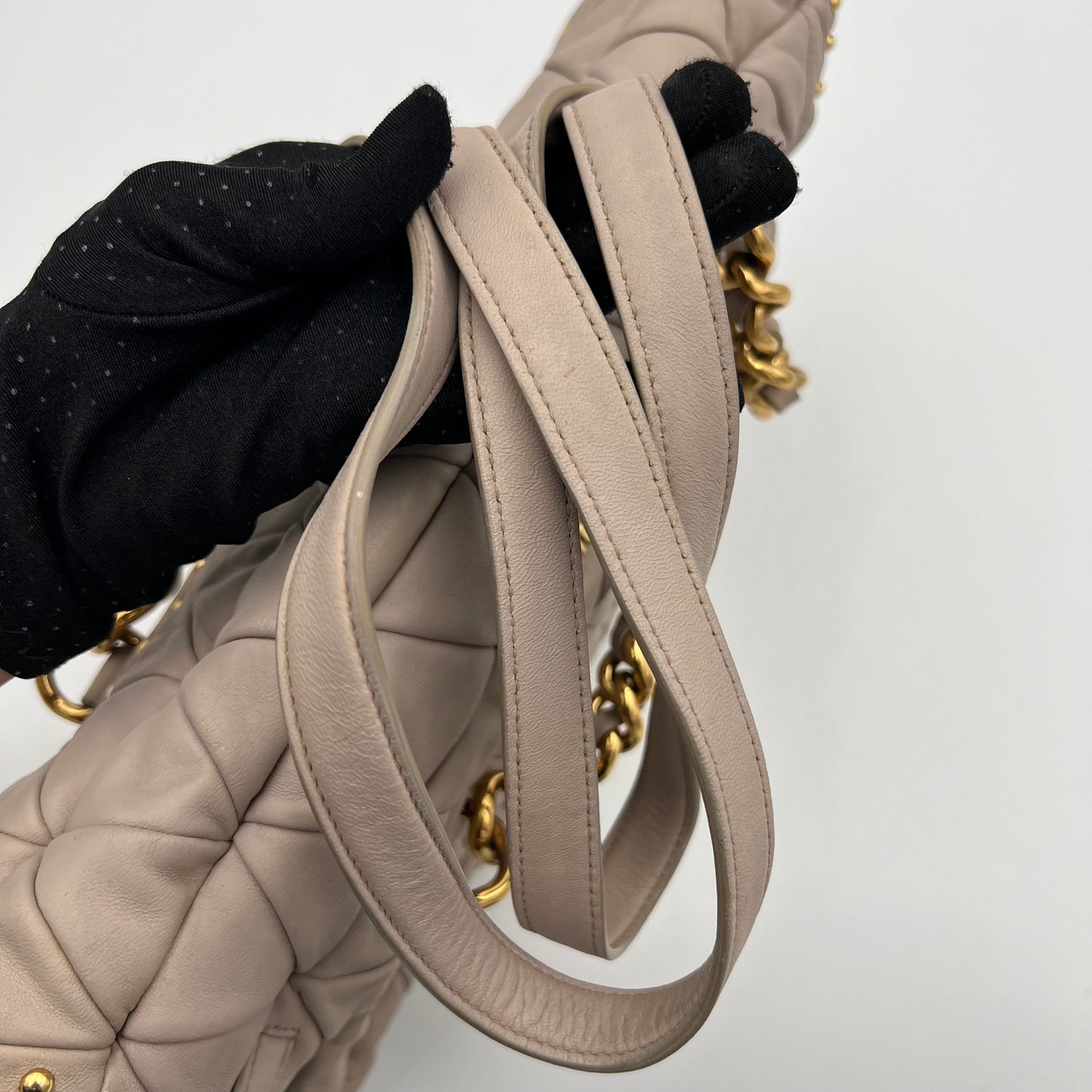 Miu Miu Quilted Leather Studded Chain Shoulder Bag