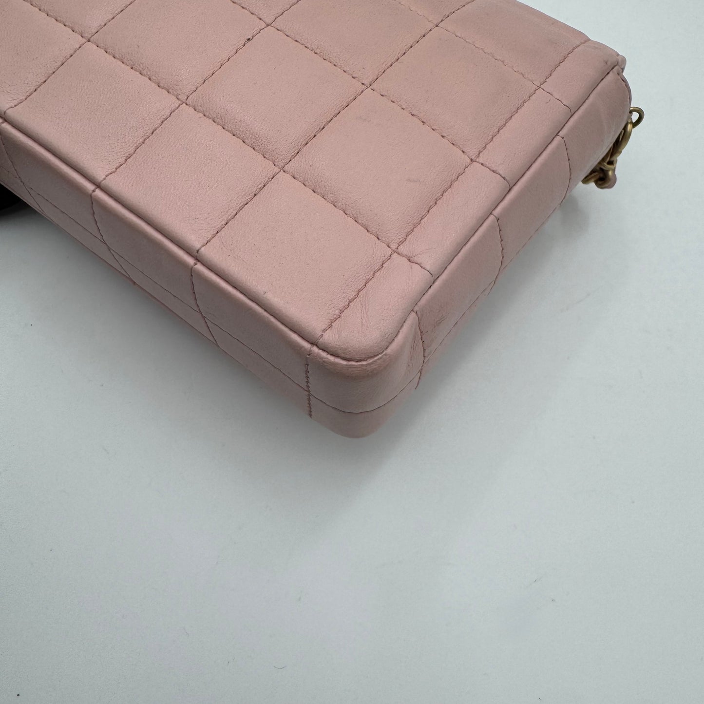 Chanel Pink Lambskin Chocolate Bar East West Shoulder Bag