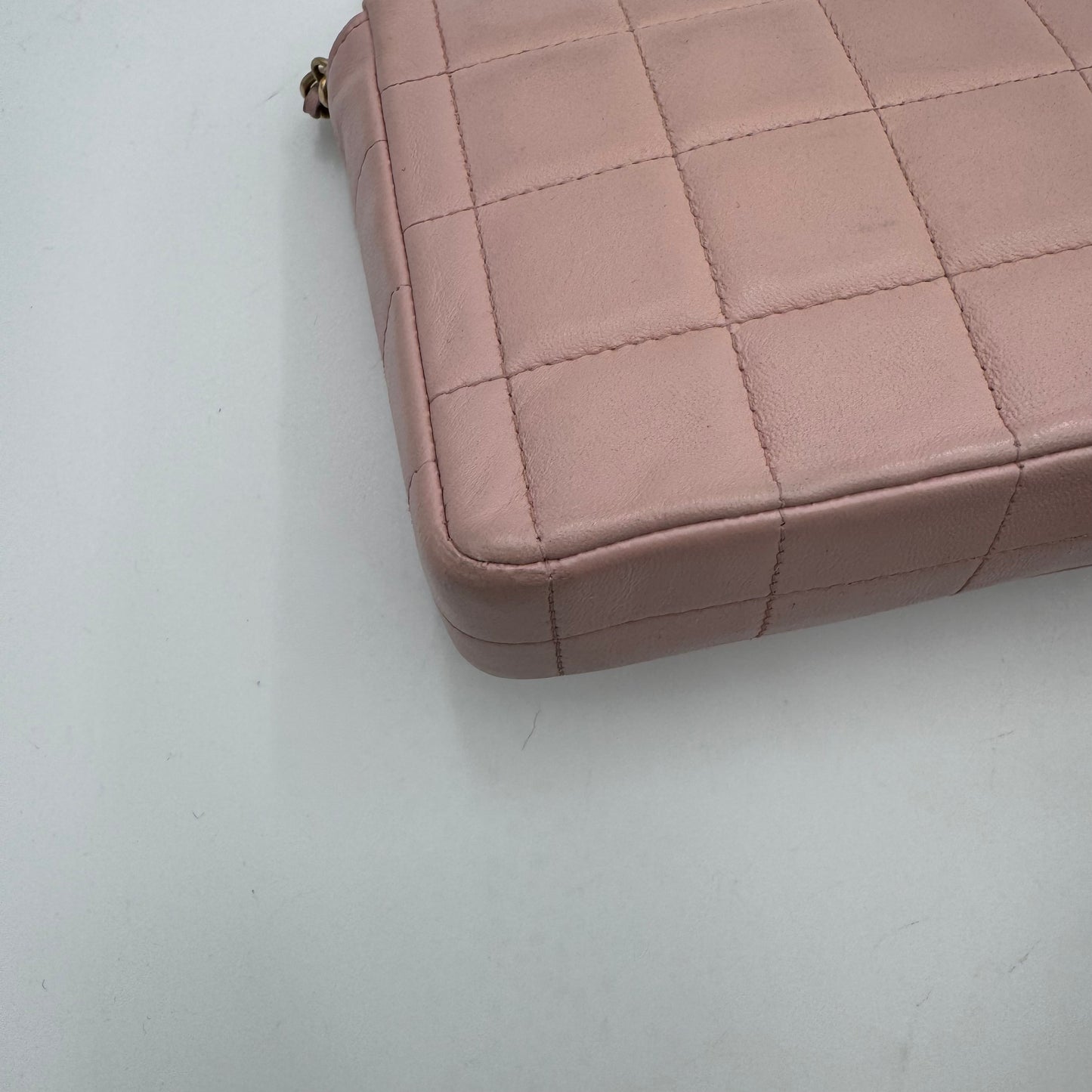 Chanel Pink Lambskin Chocolate Bar East West Shoulder Bag