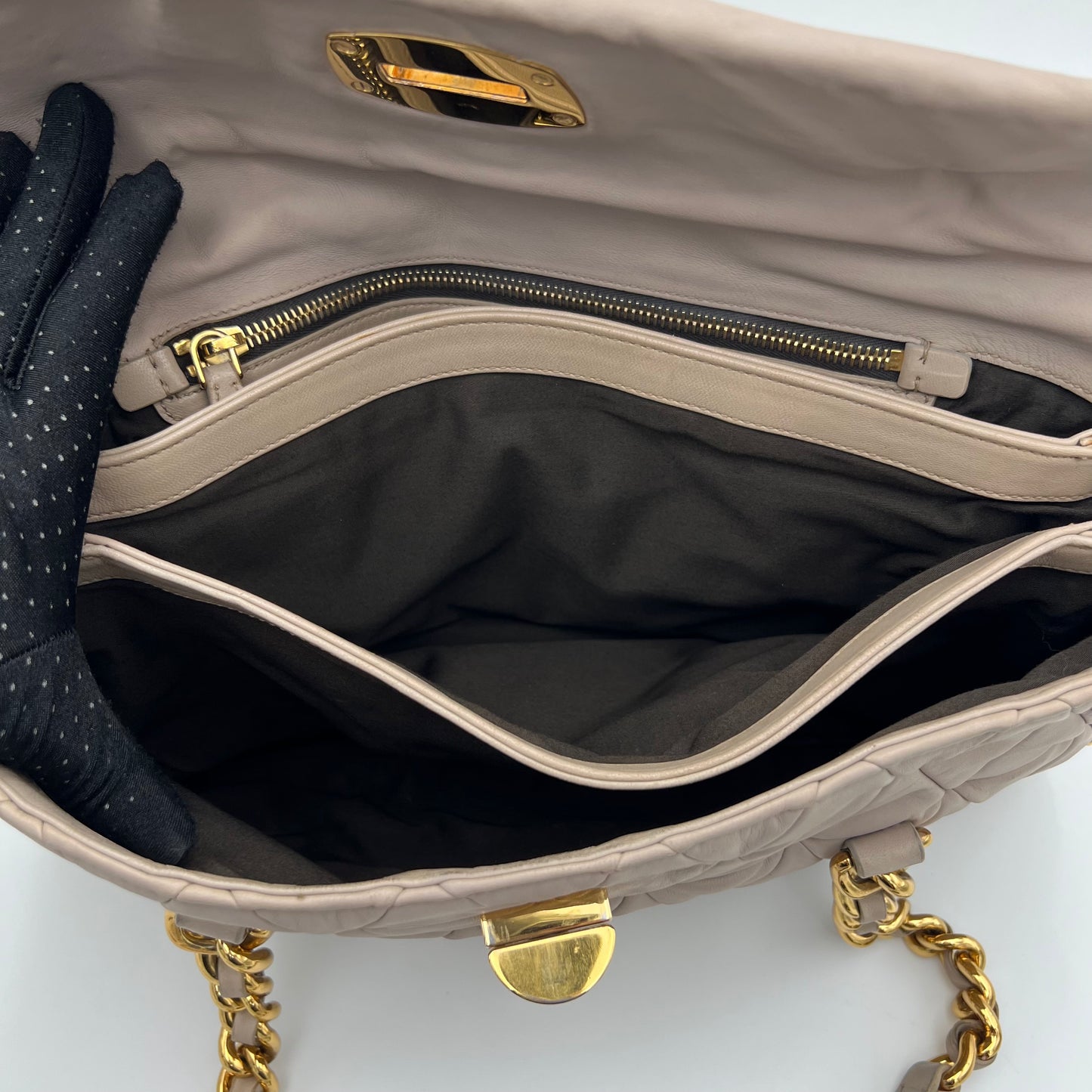 Miu Miu Quilted Leather Studded Chain Shoulder Bag