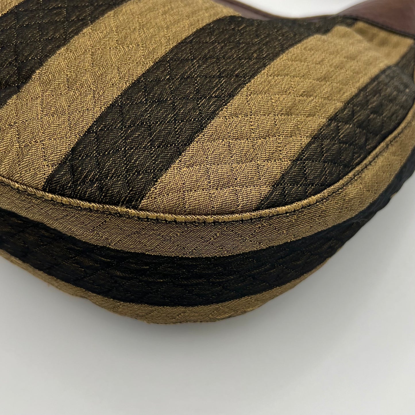 Fendi Pequin Striped Quilted Canvas Hobo Shoulder Bag