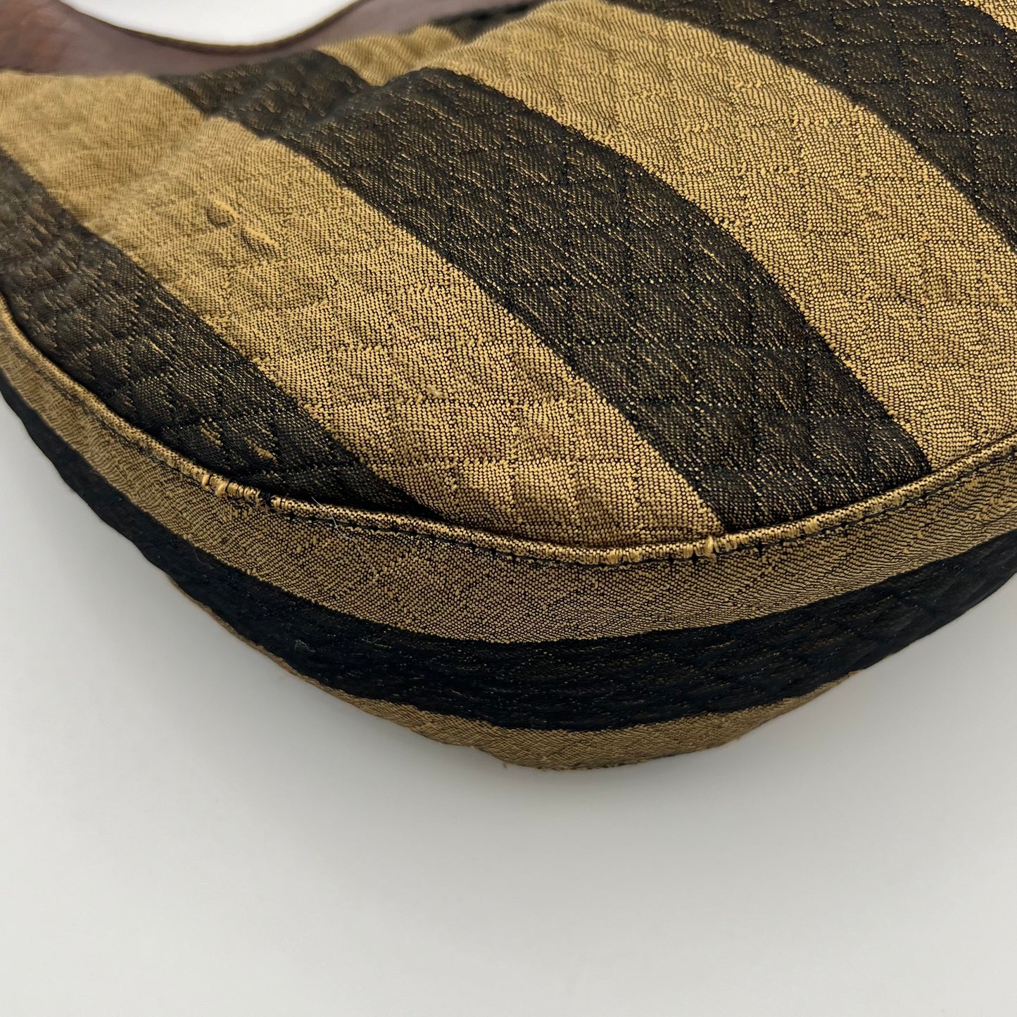 Fendi Pequin Striped Quilted Canvas Hobo Shoulder Bag