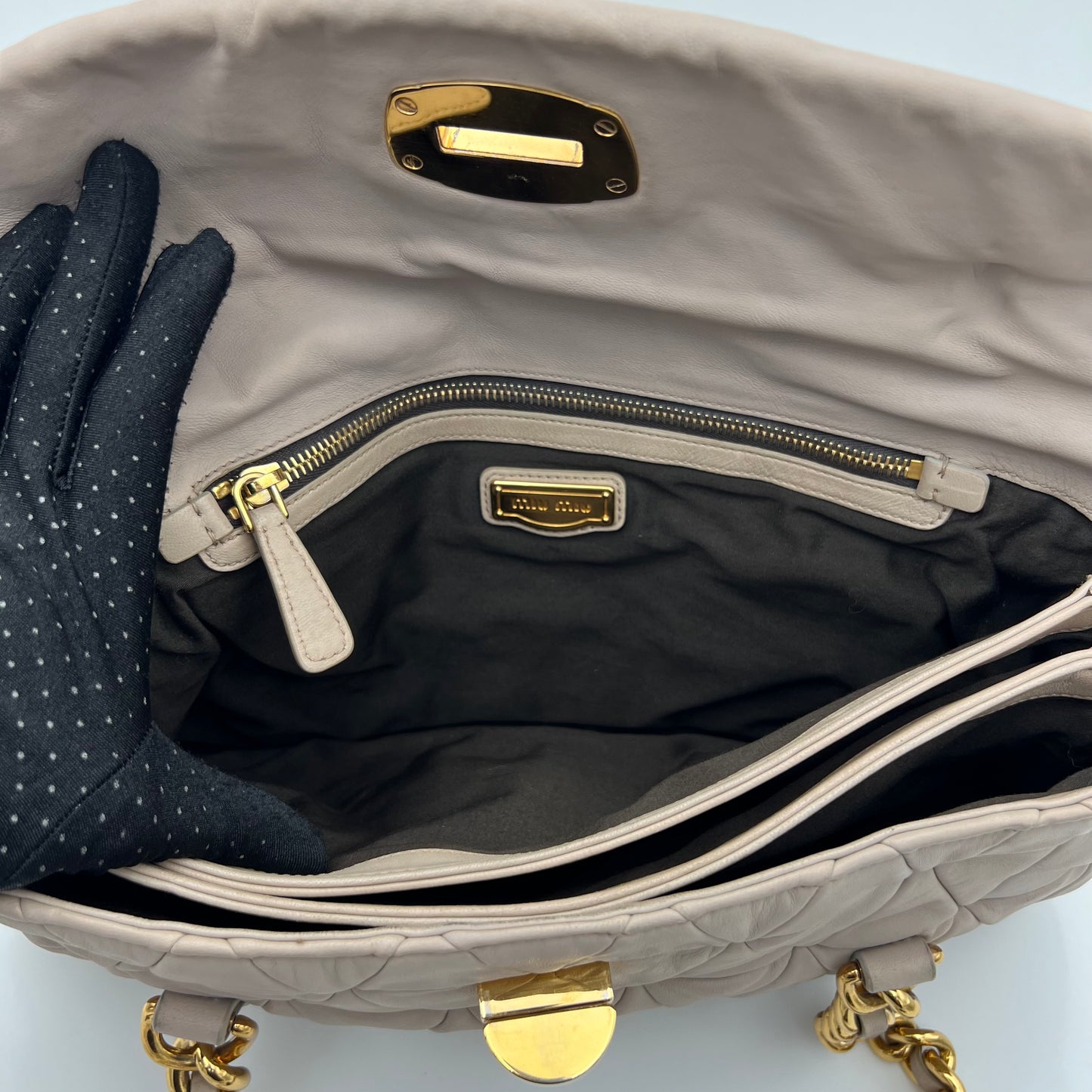 Miu Miu Quilted Leather Studded Chain Shoulder Bag