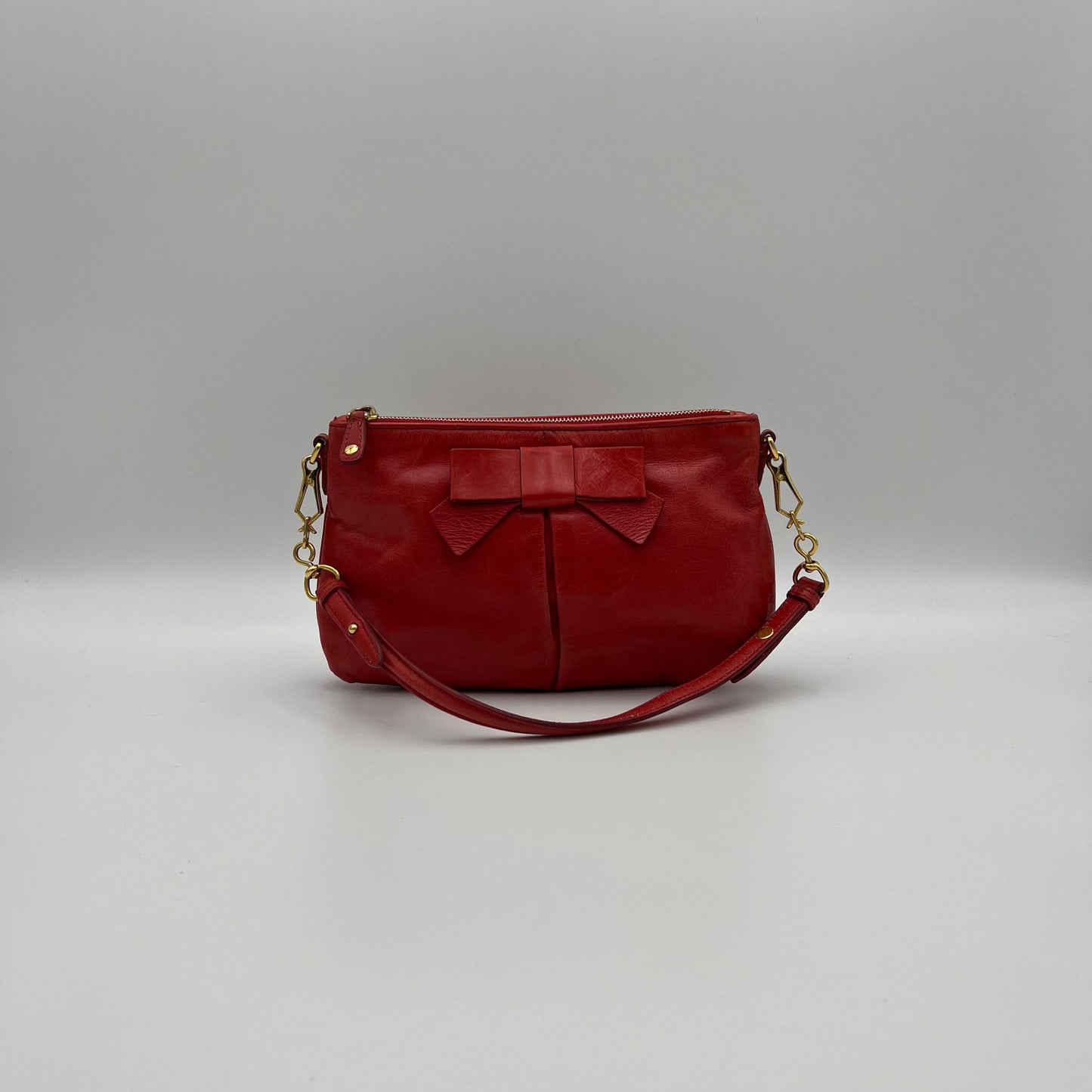 Miu Miu Red Vitello Shine Bow Pochette