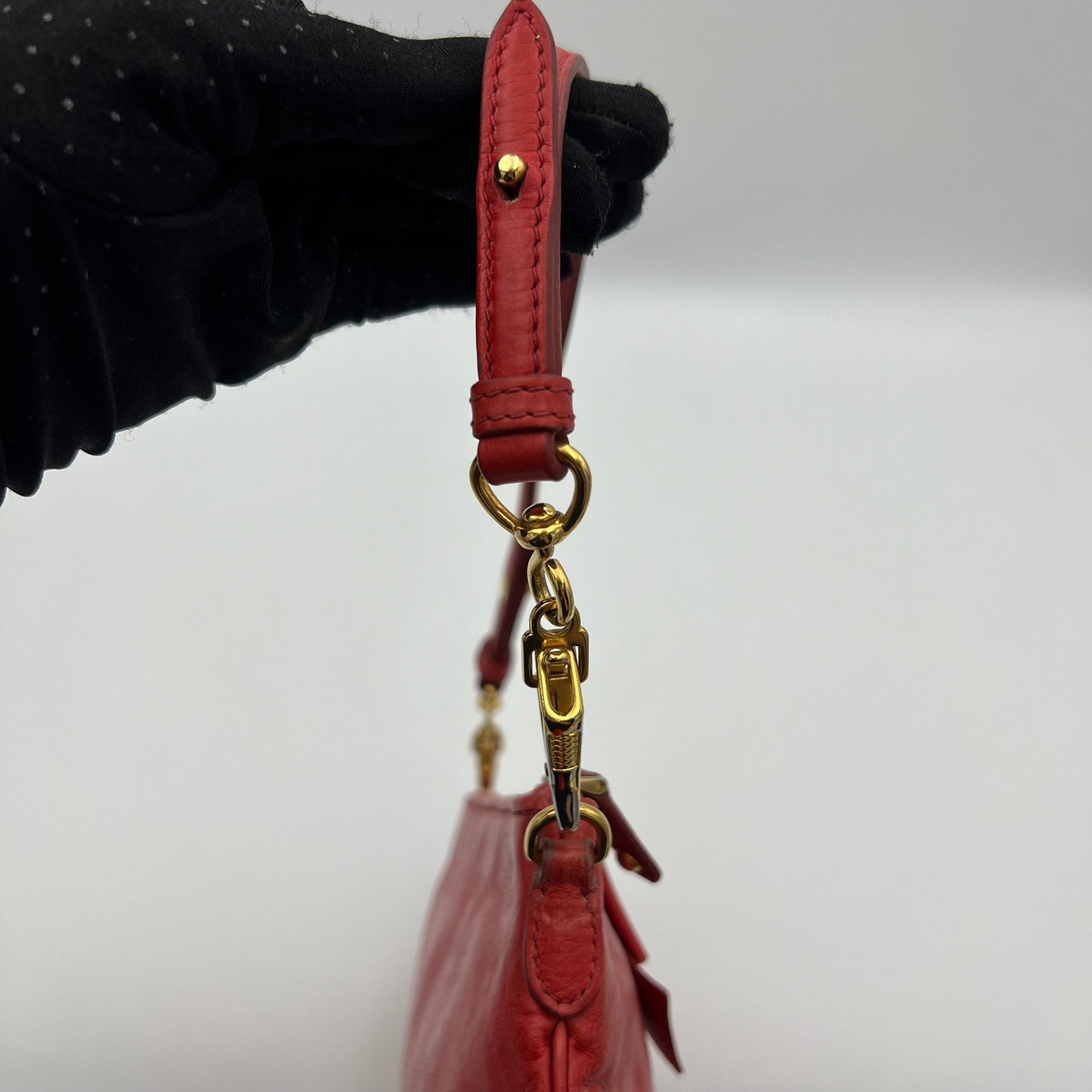Miu Miu Red Vitello Shine Bow Pochette