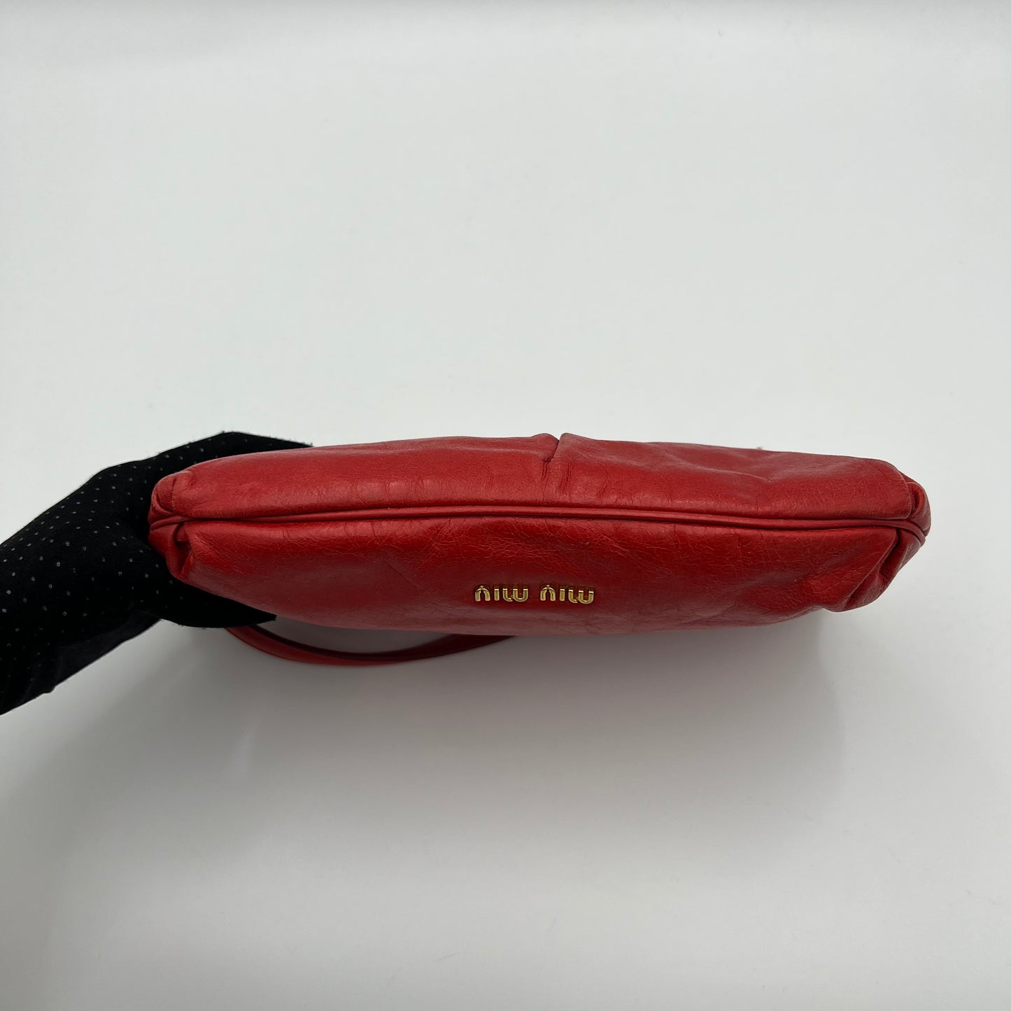 Miu Miu Red Vitello Shine Bow Pochette