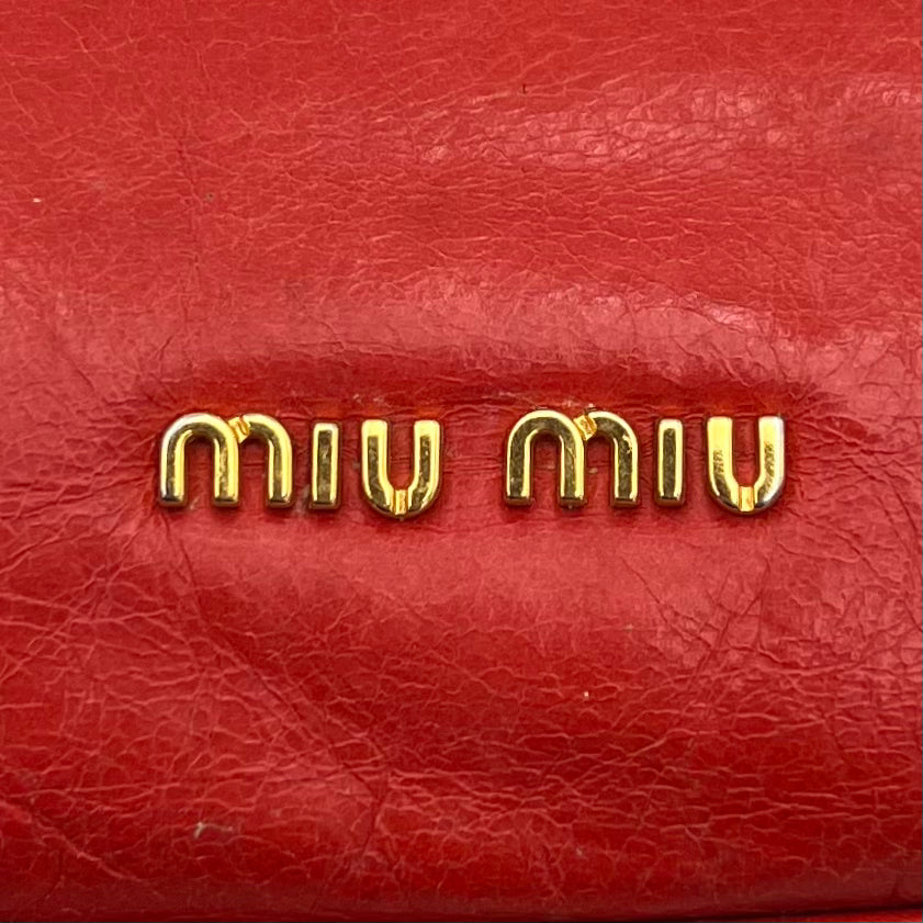 Miu Miu Red Vitello Shine Bow Pochette