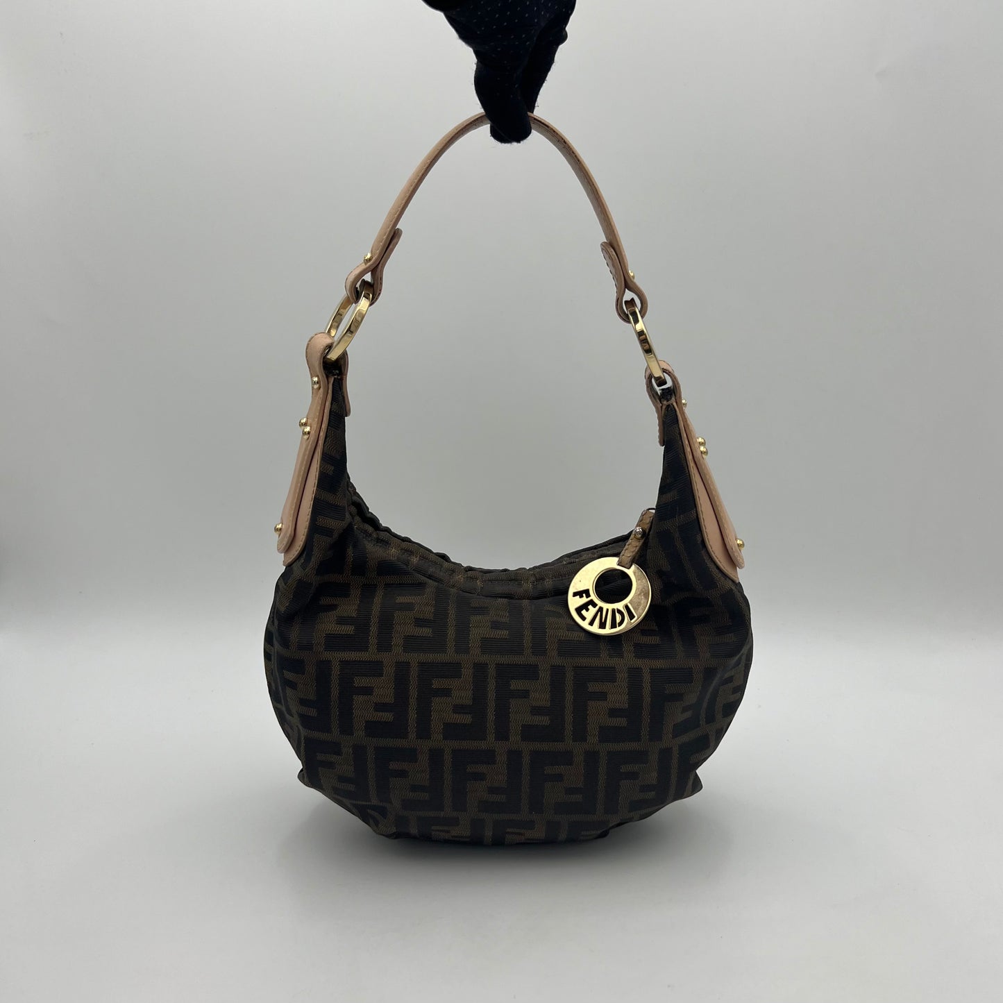 Fendi Tobacco Zucca Light Pink Leather Chef Hobo Bag