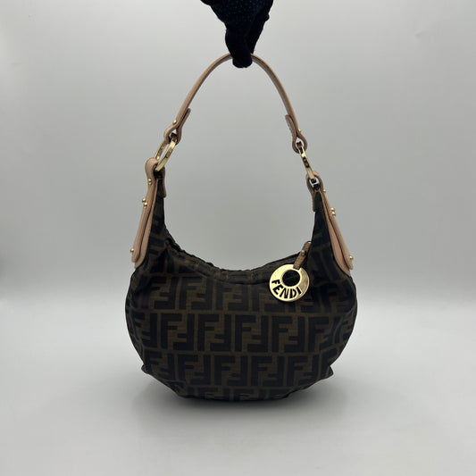 Fendi Tobacco Zucca Light Pink Leather Chef Hobo Bag