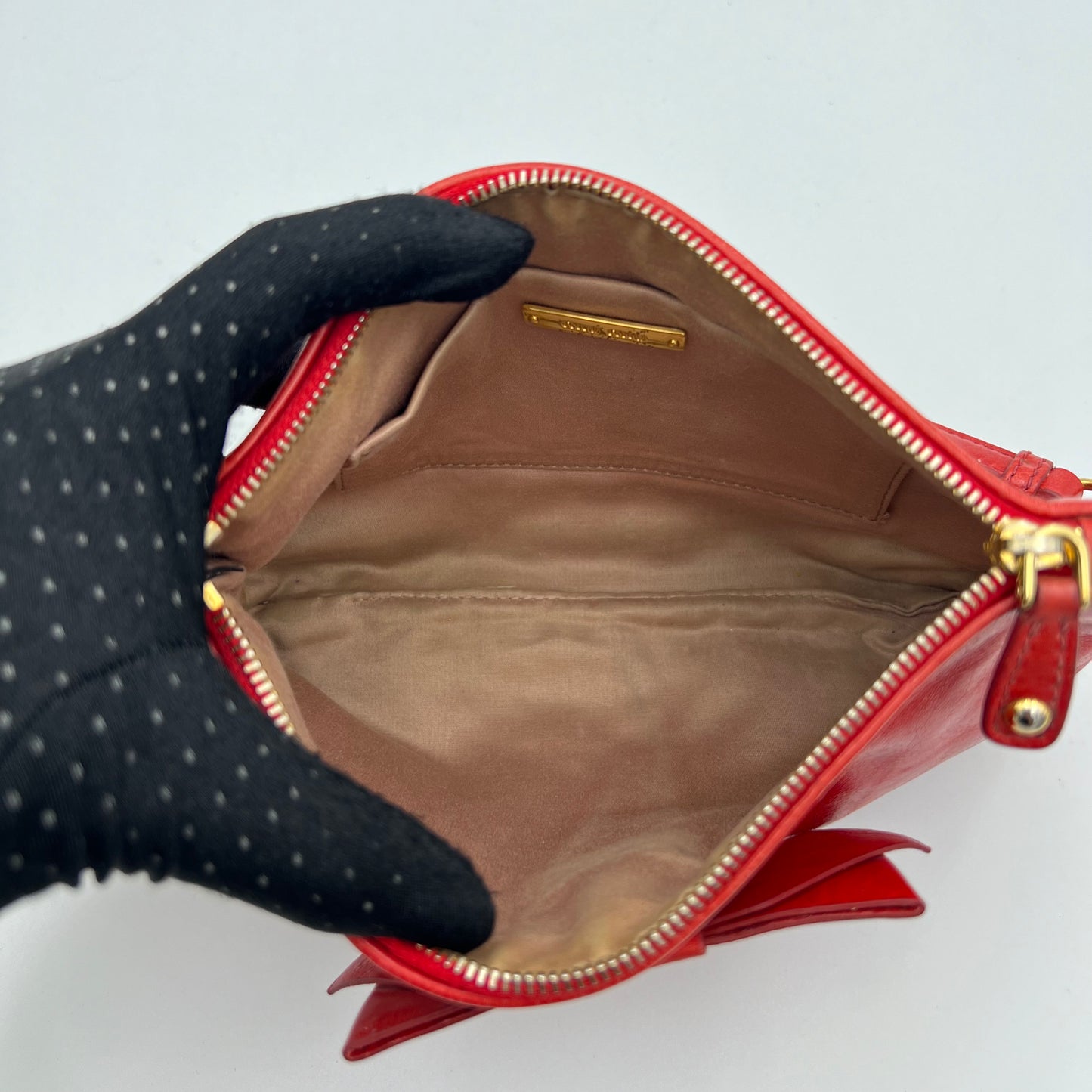 Miu Miu Red Vitello Shine Bow Pochette