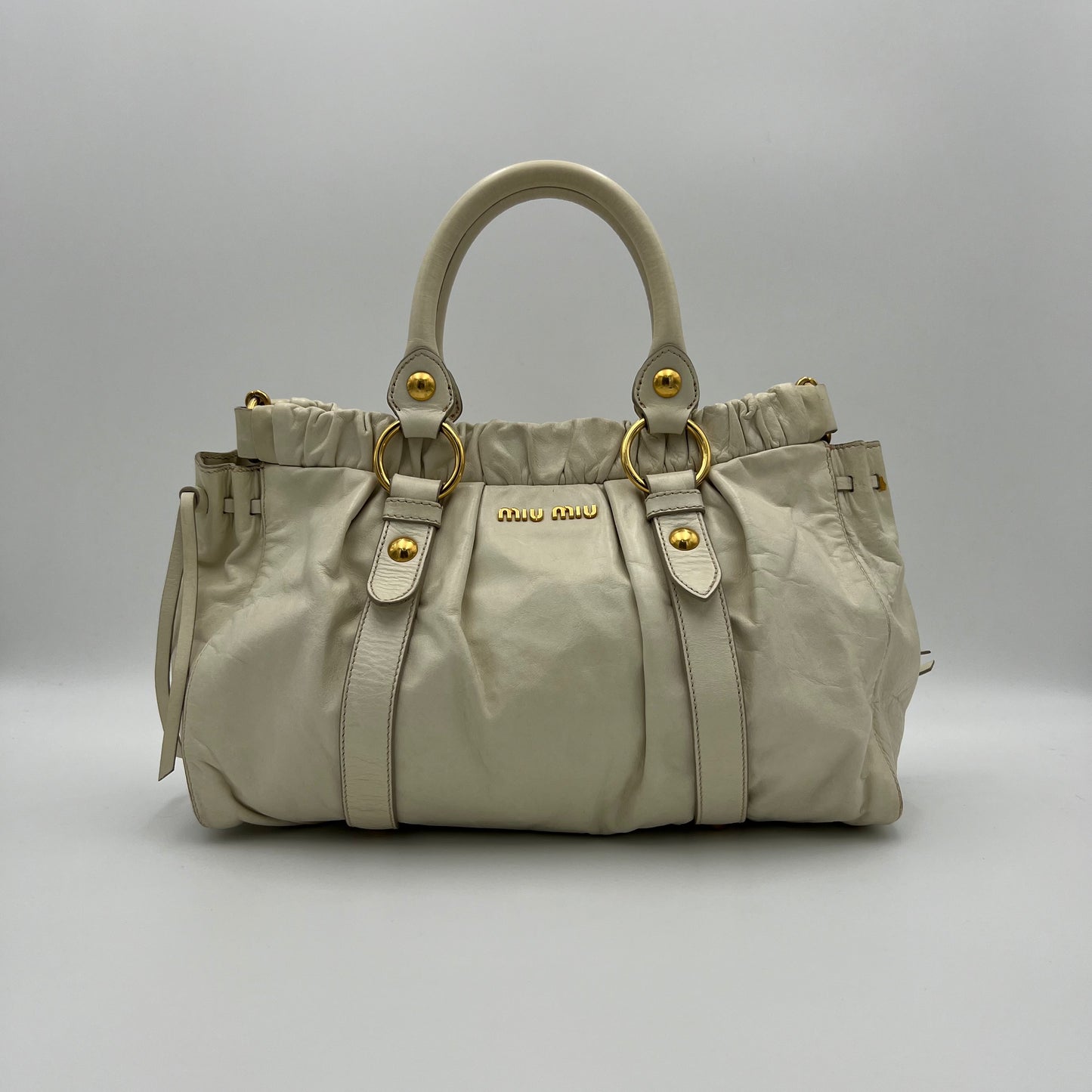 Miu Miu Off White Vitello Lux Handbag