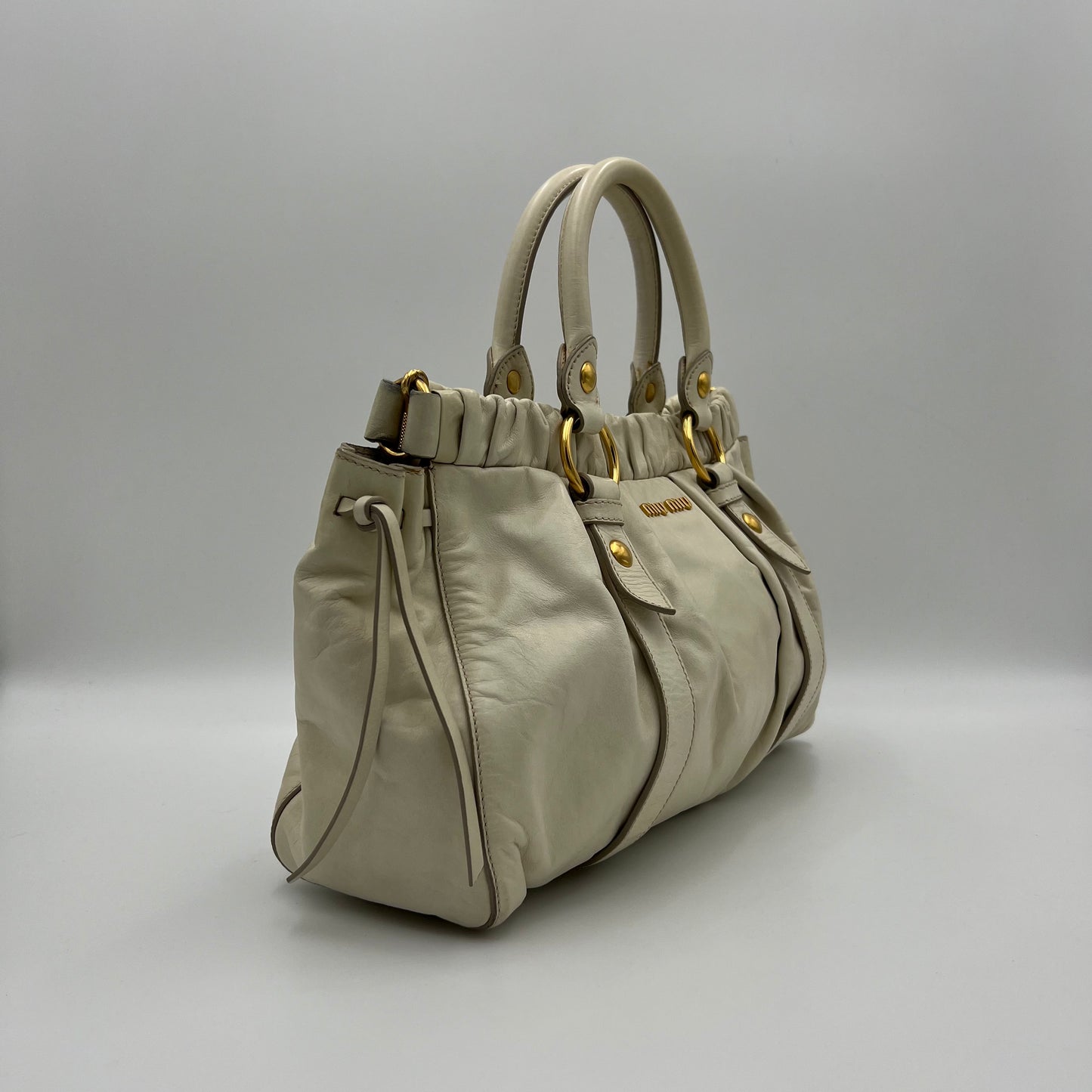 Miu Miu Off White Vitello Lux Handbag