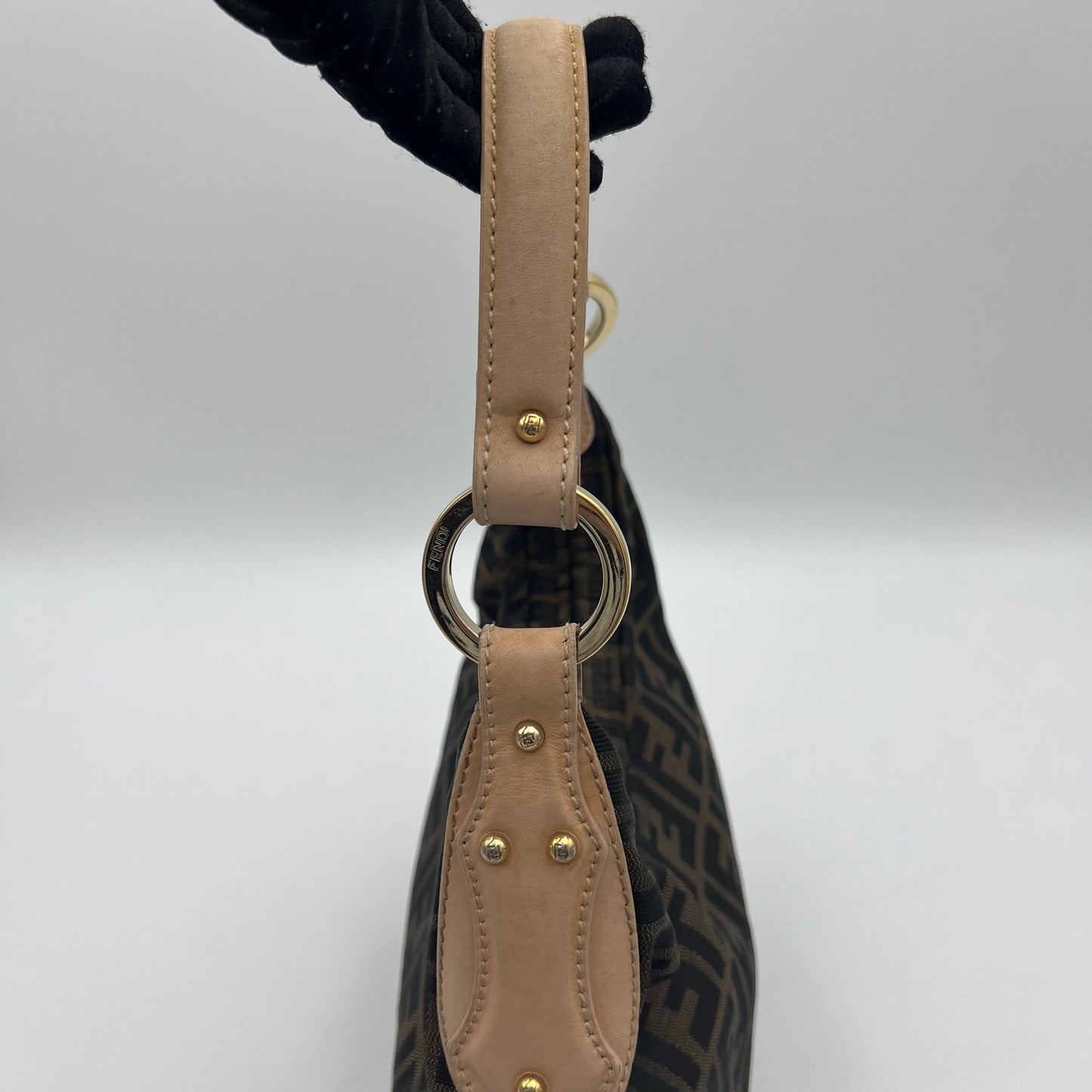 Fendi Tobacco Zucca Light Pink Leather Chef Hobo Bag