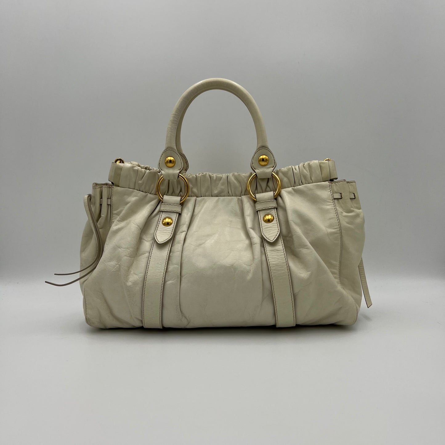 Miu Miu Off White Vitello Lux Handbag