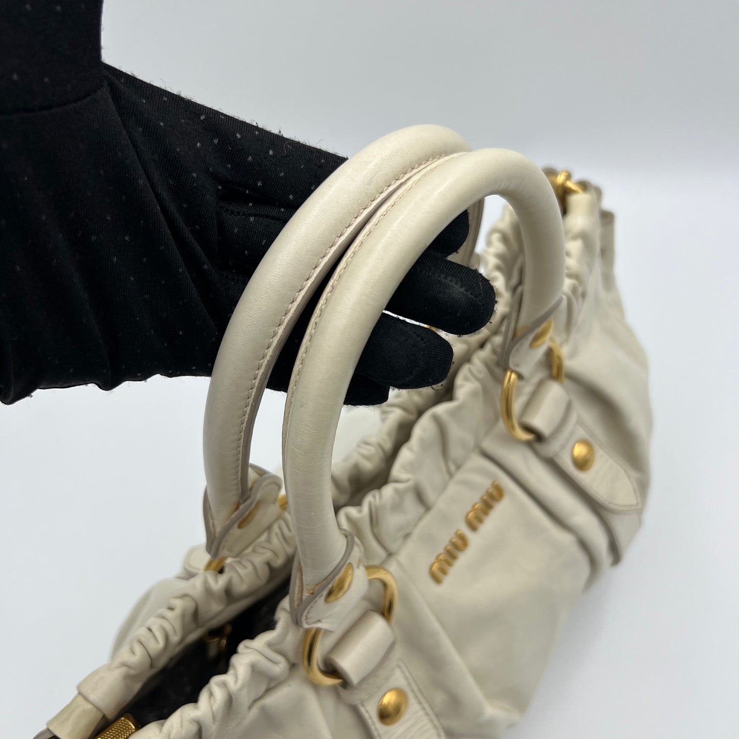 Miu Miu Off White Vitello Lux Handbag