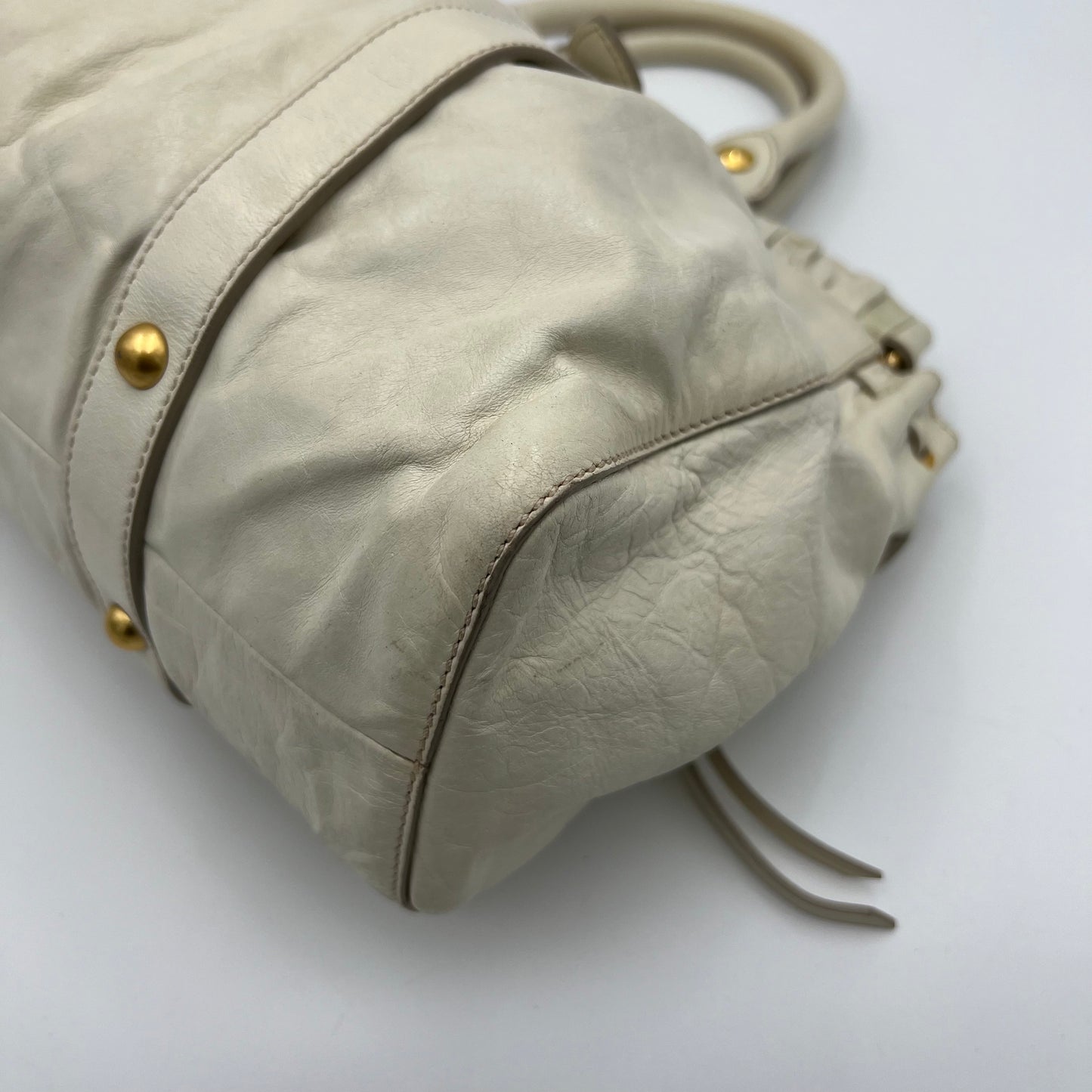 Miu Miu Off White Vitello Lux Handbag