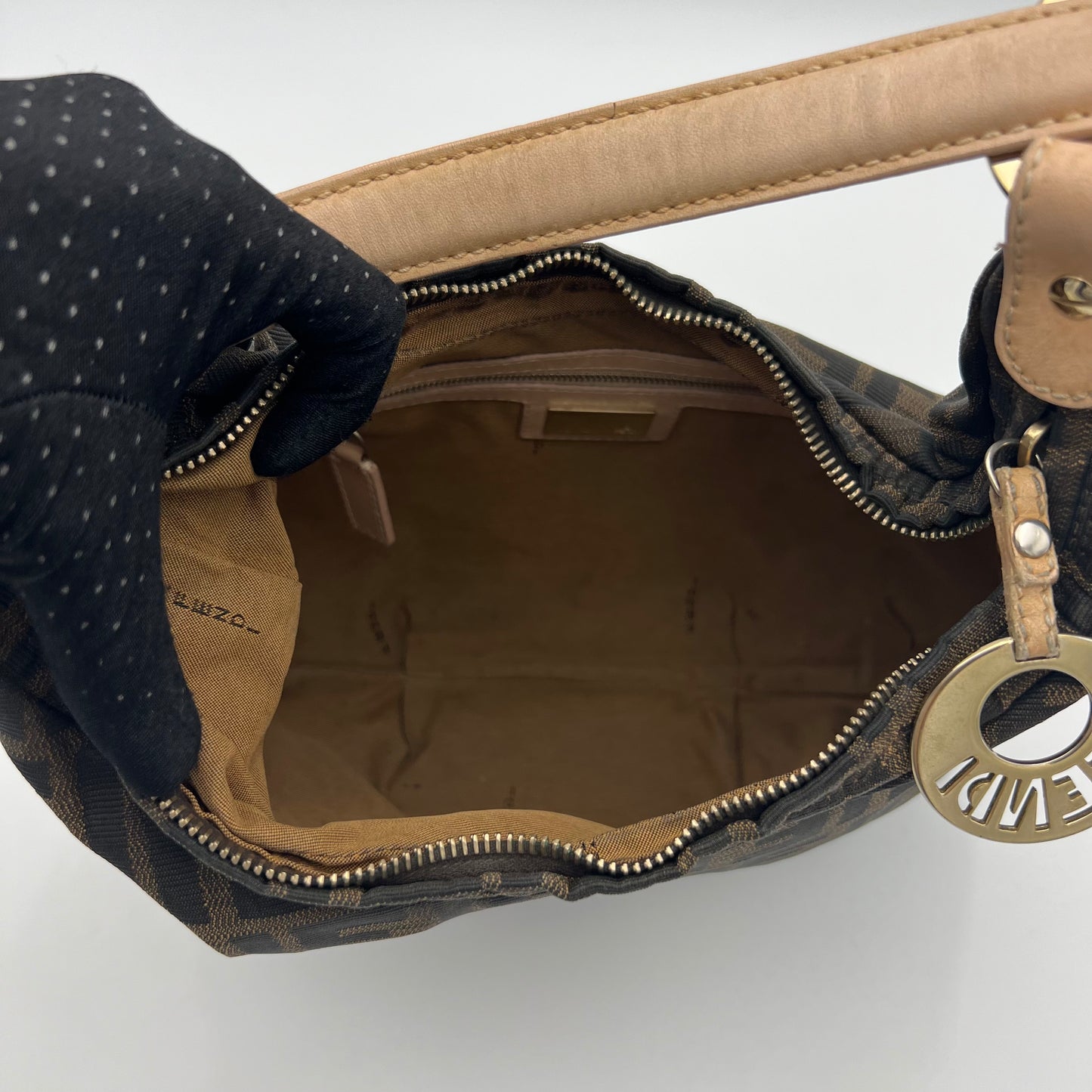 Fendi Tobacco Zucca Light Pink Leather Chef Hobo Bag