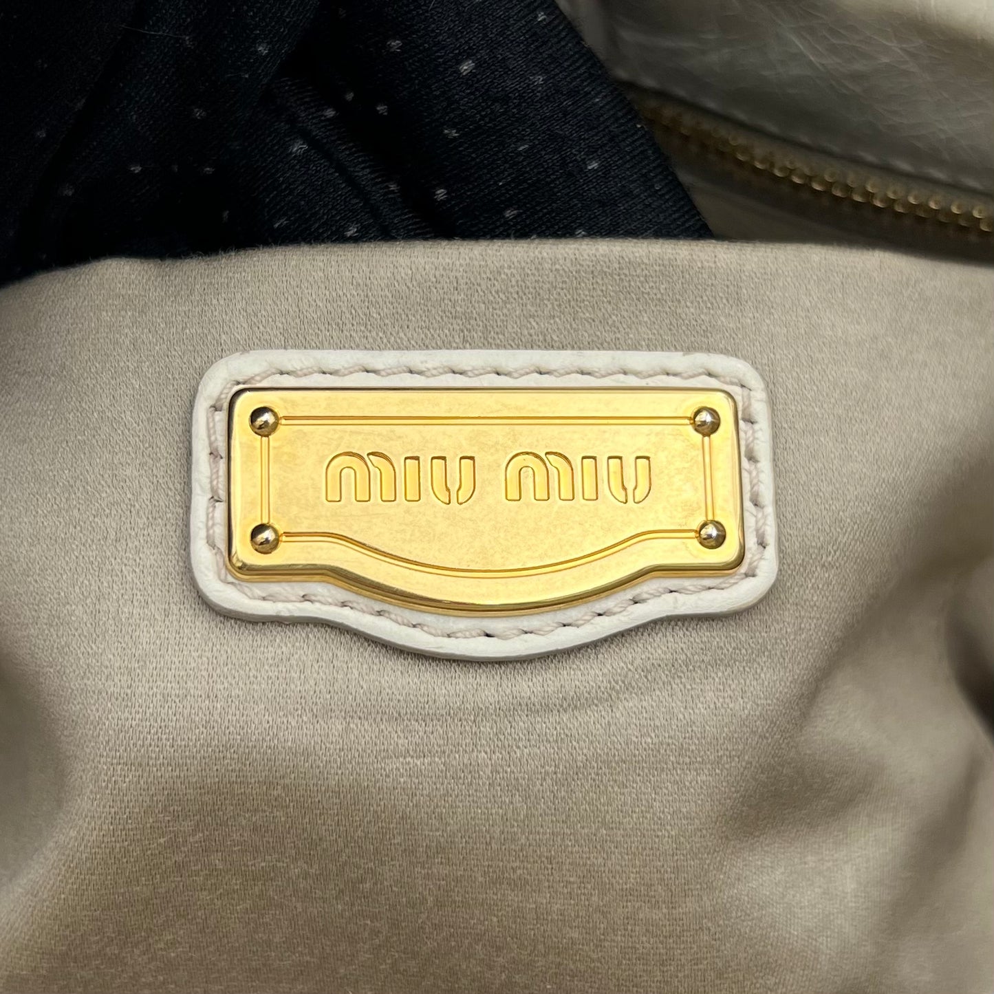 Miu Miu Off White Vitello Lux Handbag