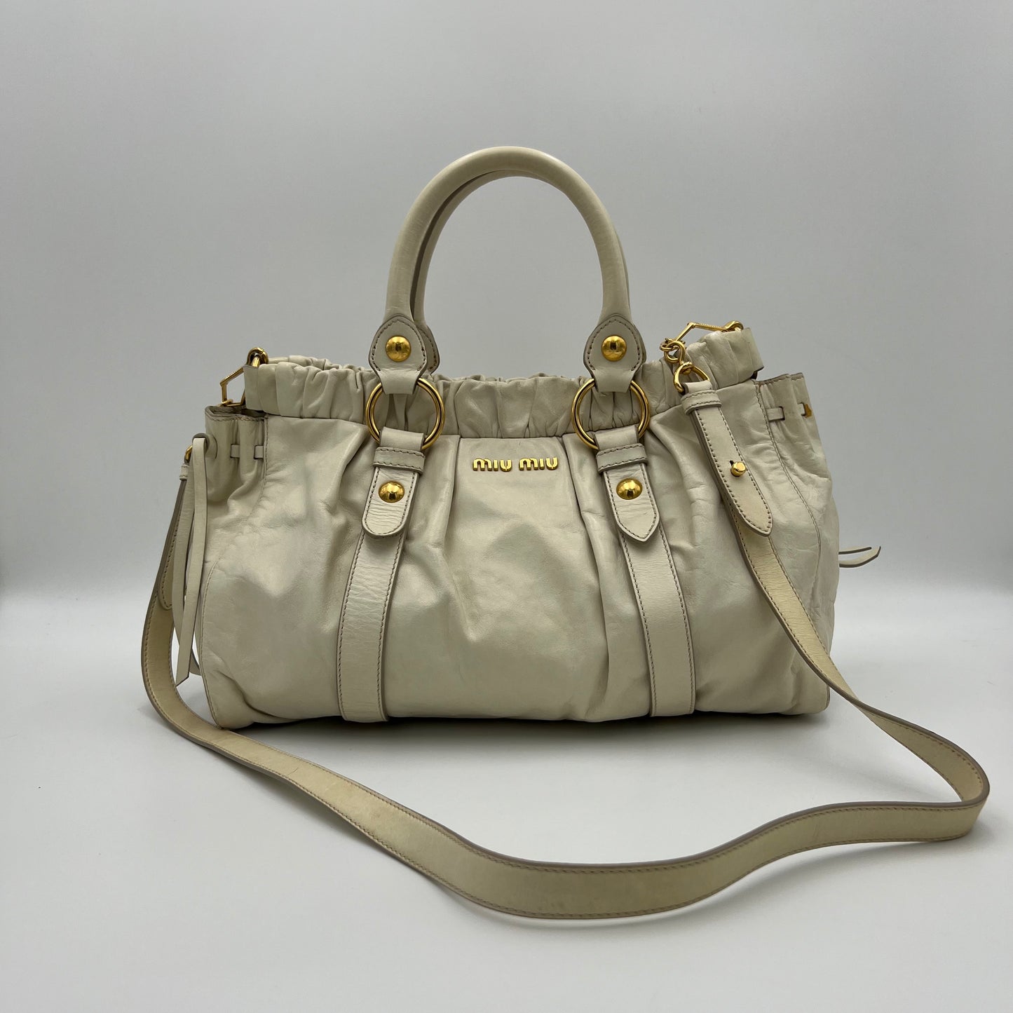 Miu Miu Off White Vitello Lux Handbag