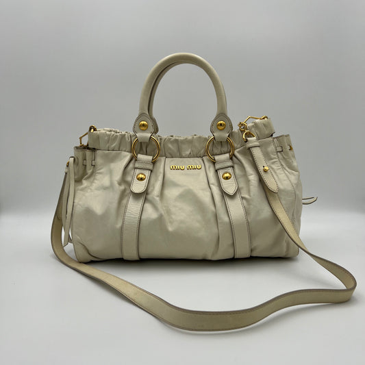 Miu Miu Off White Vitello Lux Handbag