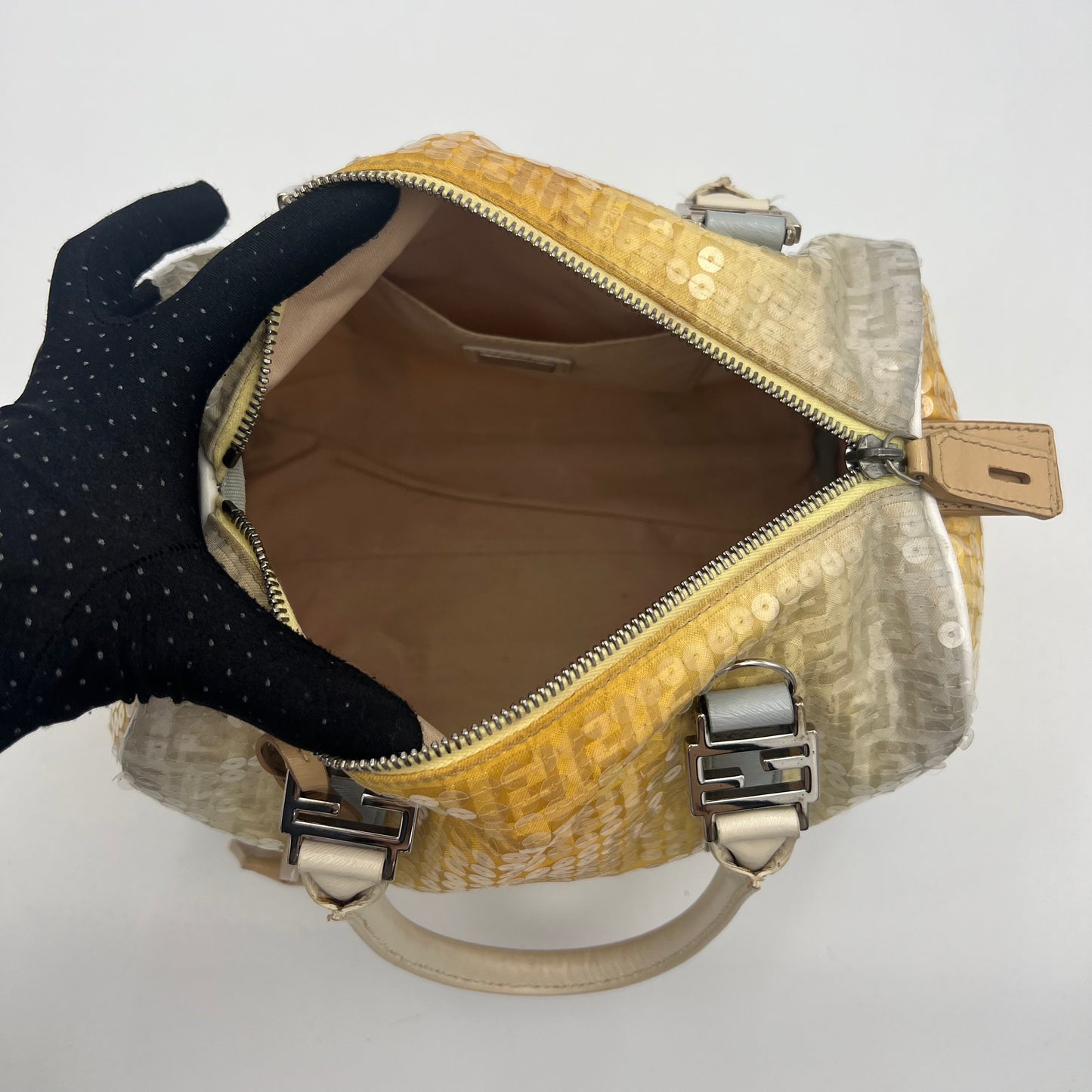 Fendi Yellow Ombre Zucchino Sequin Embellished Forever Boston 25