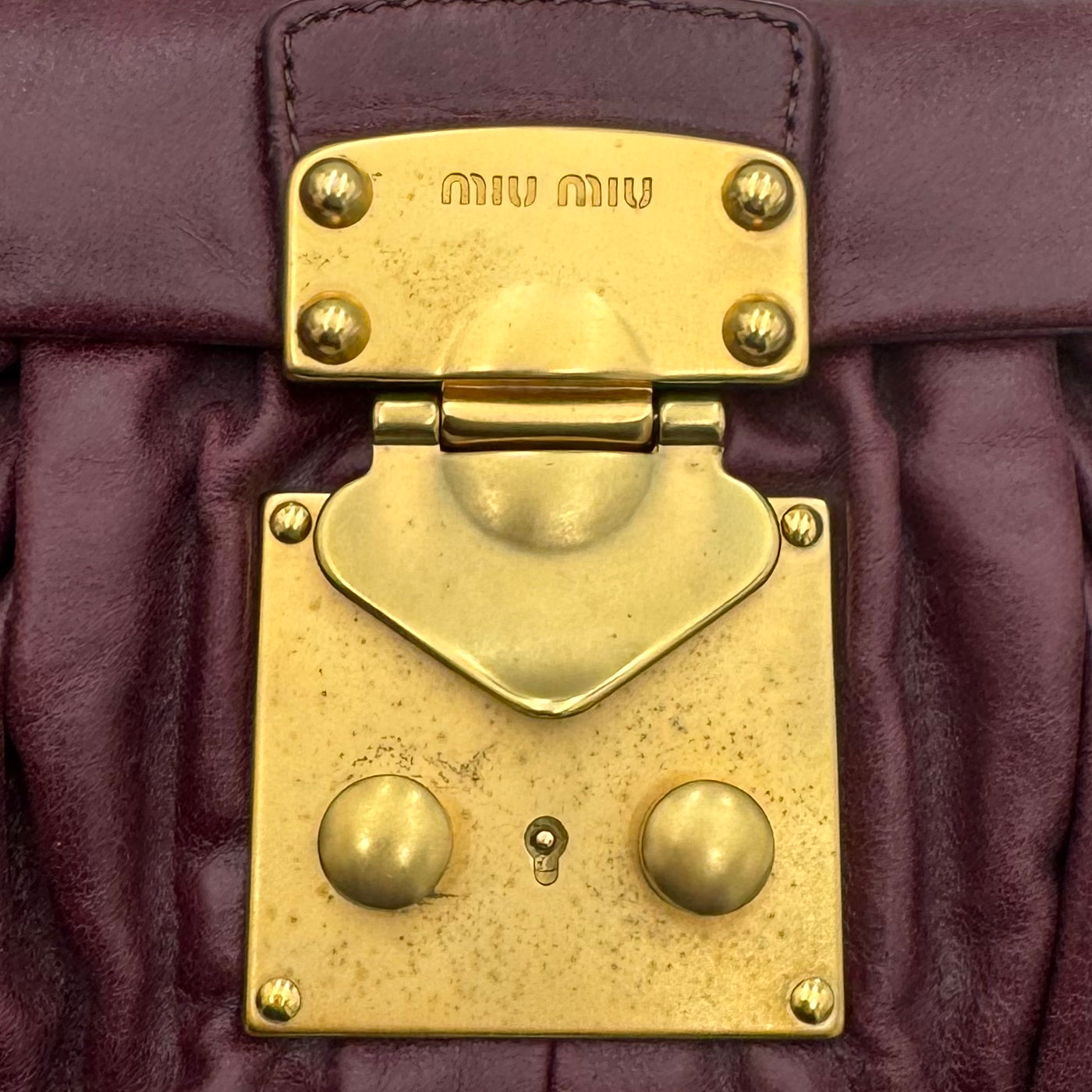 Miu Miu Burgundy Quilted Matelasse Leather Buckle Flap Shoulder Bag GHW