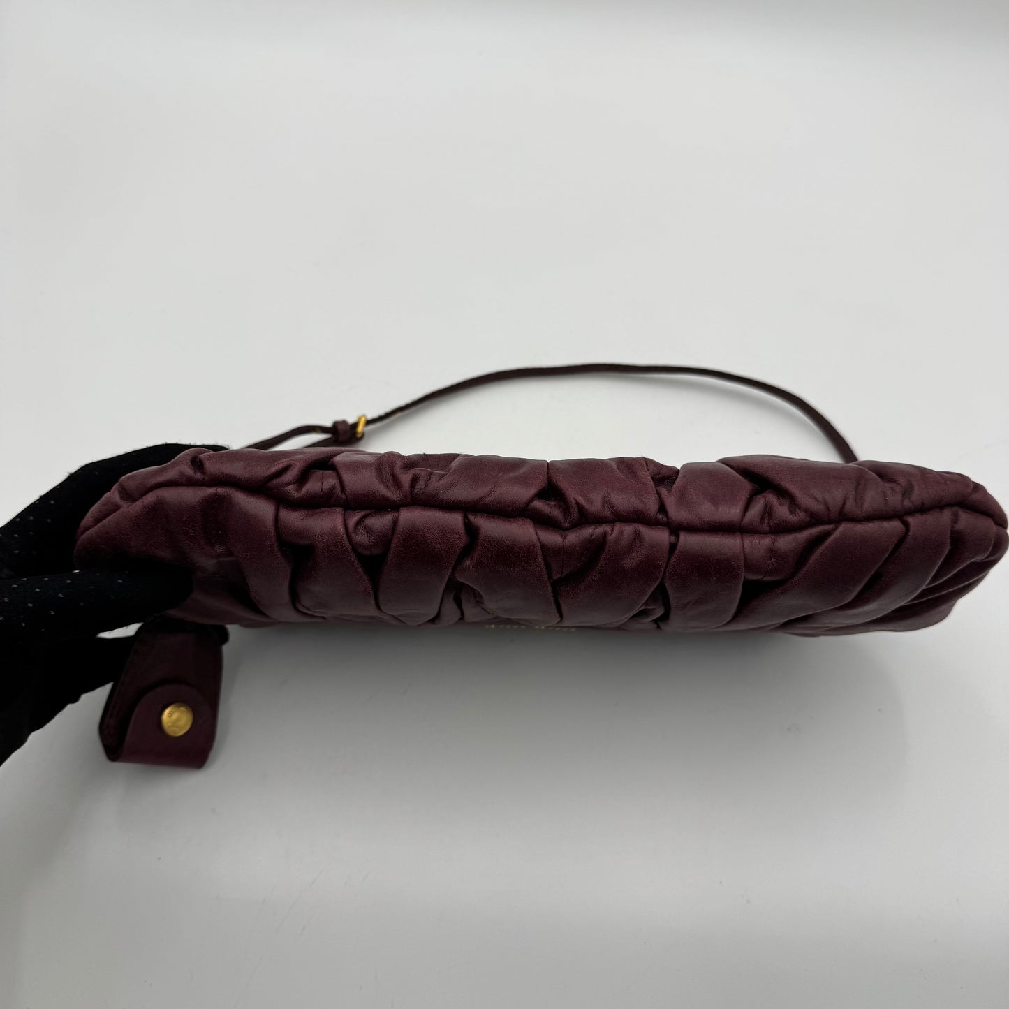 Miu Miu Burgundy Quilted Matelasse Leather Buckle Flap Shoulder Bag GHW