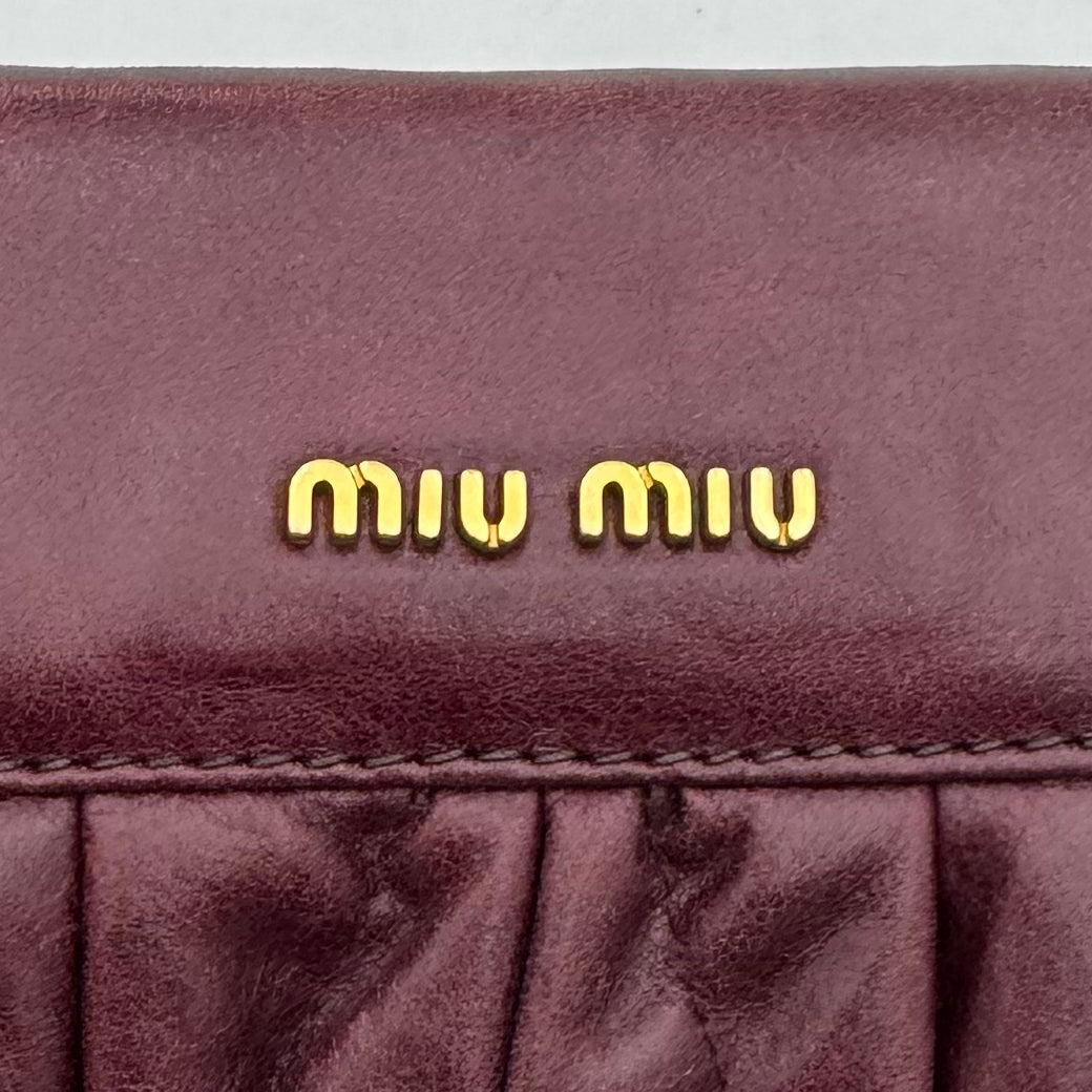 Miu Miu Burgundy Quilted Matelasse Leather Buckle Flap Shoulder Bag GHW