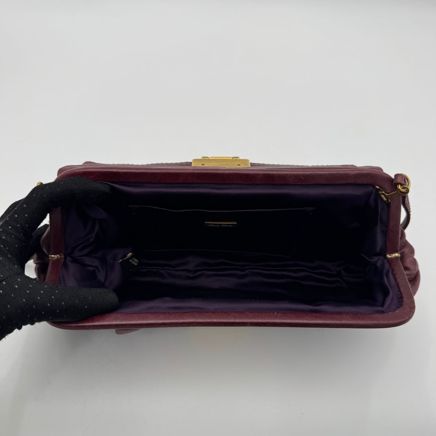 Miu Miu Burgundy Quilted Matelasse Leather Buckle Flap Shoulder Bag GHW
