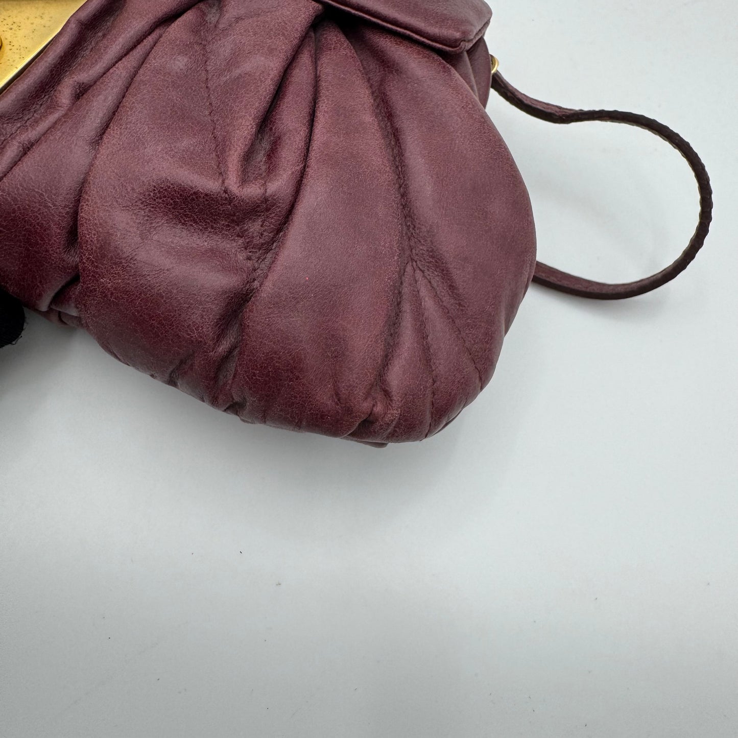 Miu Miu Burgundy Quilted Matelasse Leather Buckle Flap Shoulder Bag GHW