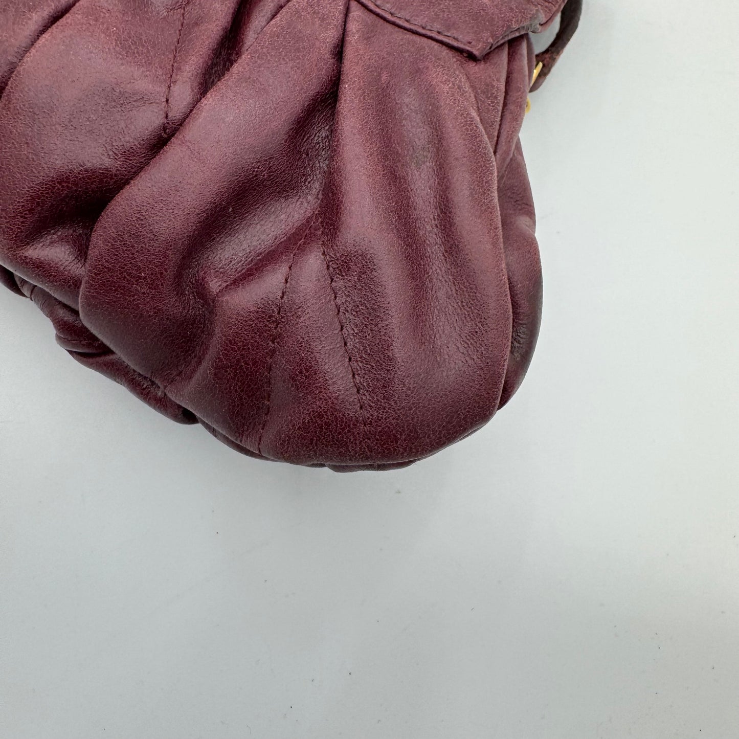 Miu Miu Burgundy Quilted Matelasse Leather Buckle Flap Shoulder Bag GHW