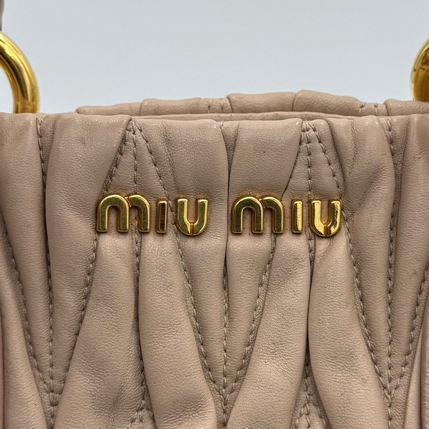 Miu Miu Beige Matelasse Nappa Leather Tote