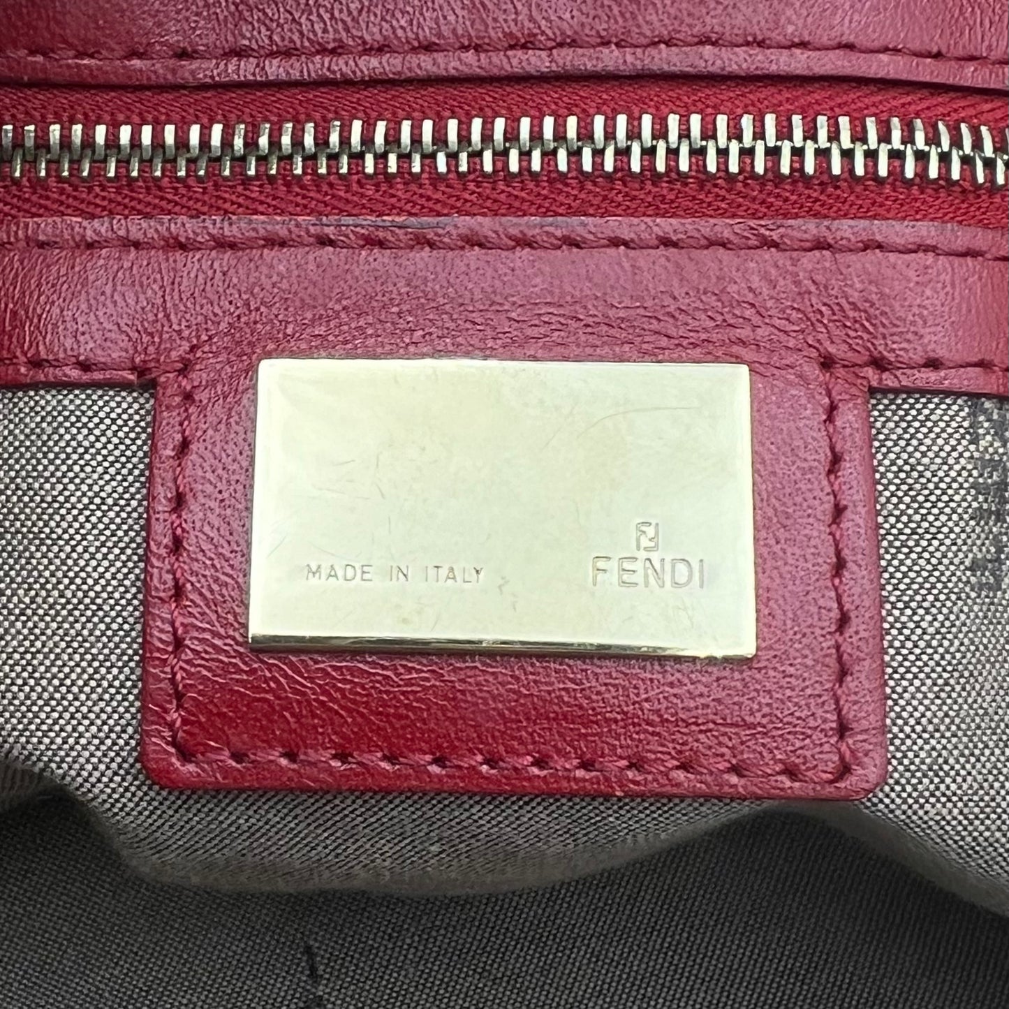 Fendi Tobacco Zucca Burgundy Leather Chef Hobo Shoulder Bag GHW