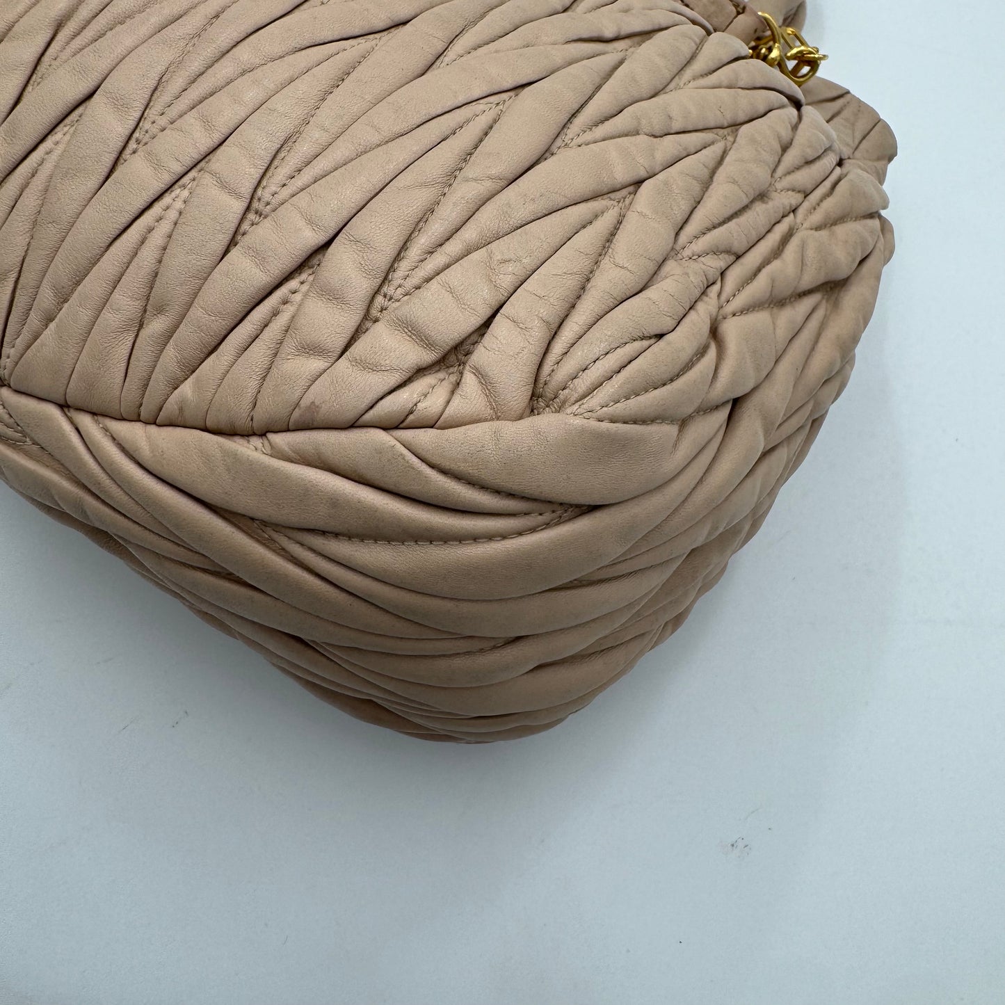 Miu Miu Beige Matelasse Nappa Leather Tote