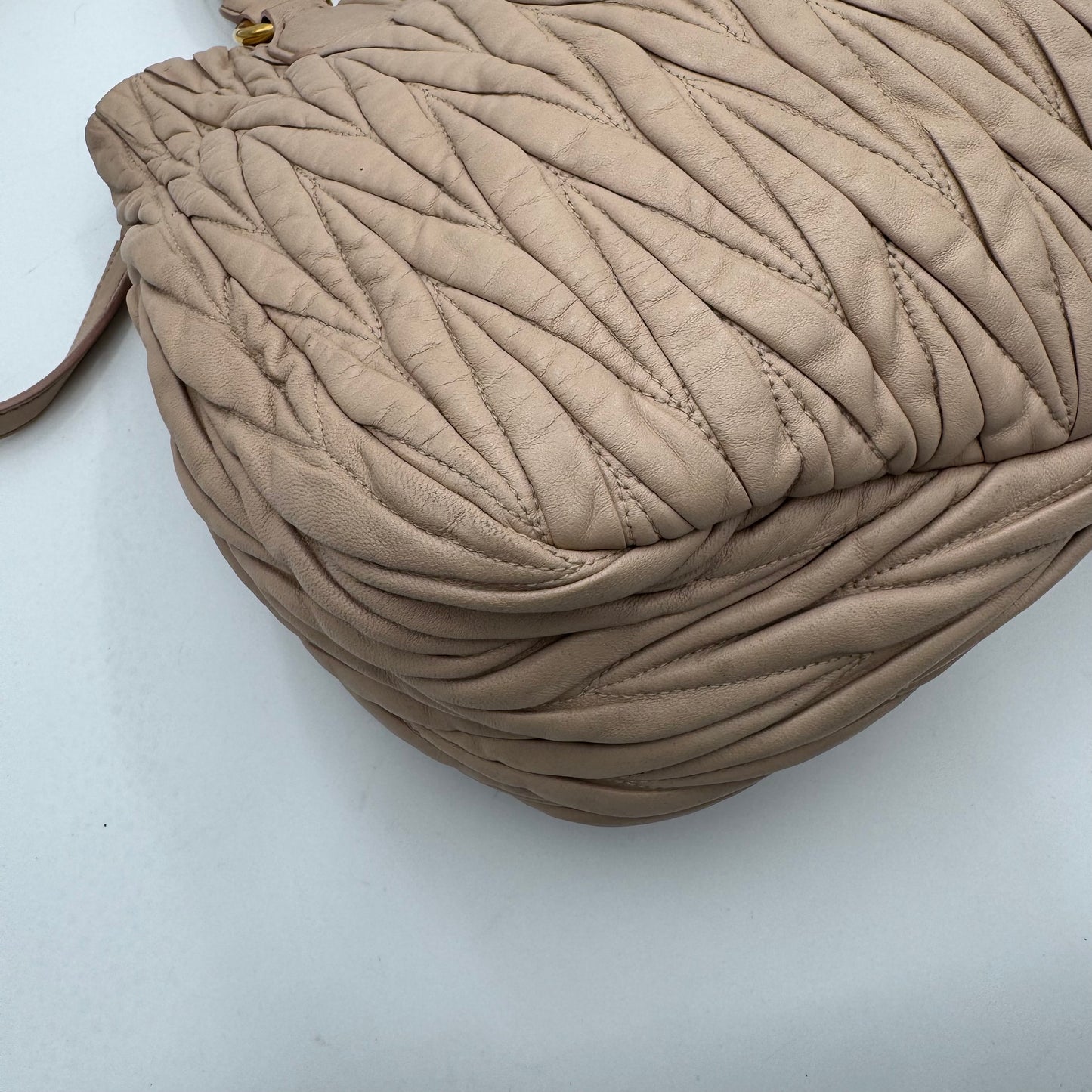 Miu Miu Beige Matelasse Nappa Leather Tote
