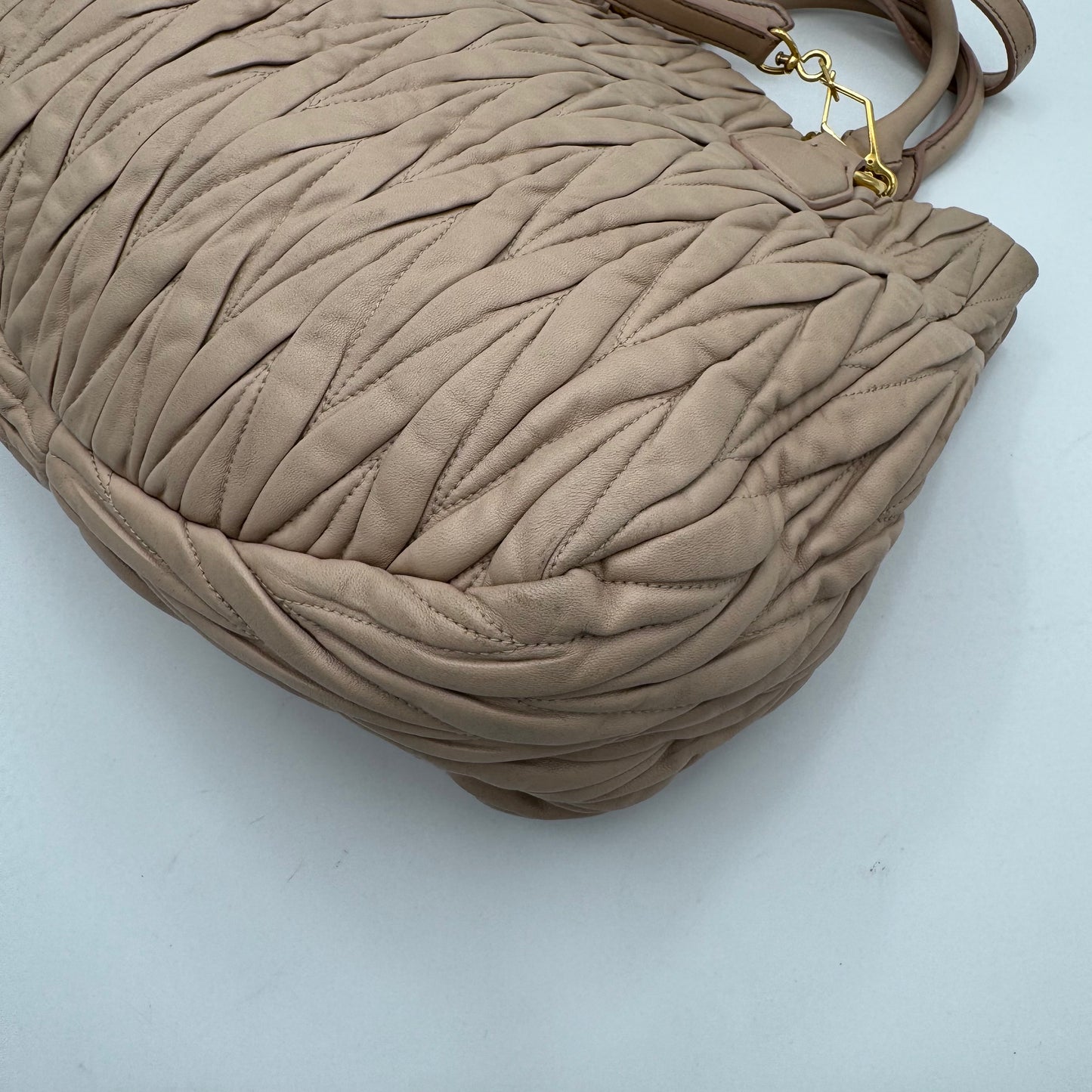 Miu Miu Beige Matelasse Nappa Leather Tote