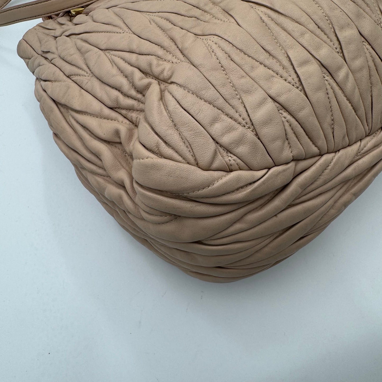 Miu Miu Beige Matelasse Nappa Leather Tote
