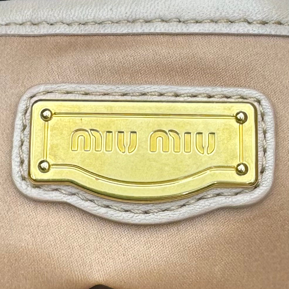 Miu Miu Beige Matelasse Nappa Leather Tote
