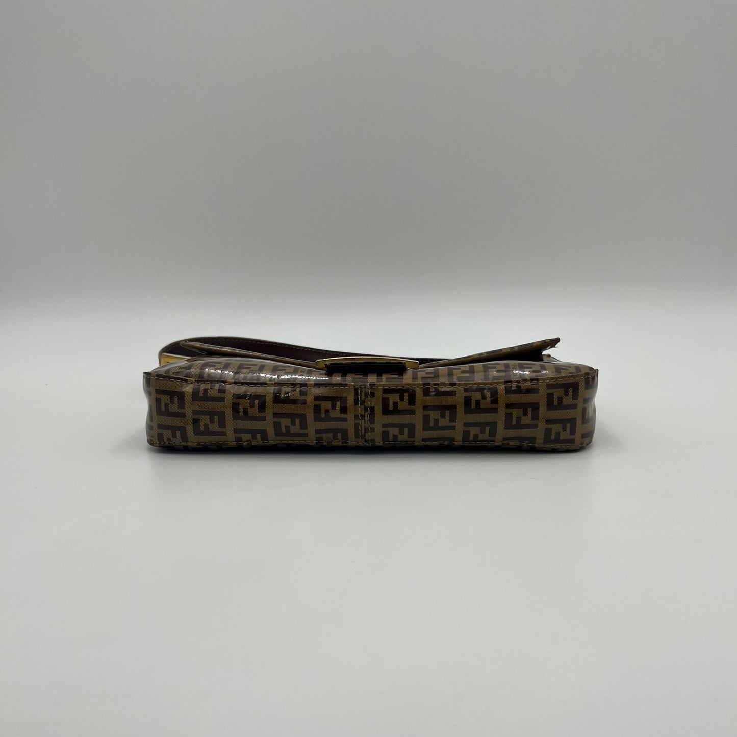 Fendi Brown Zucchino Coated Canvas Baguette GHW