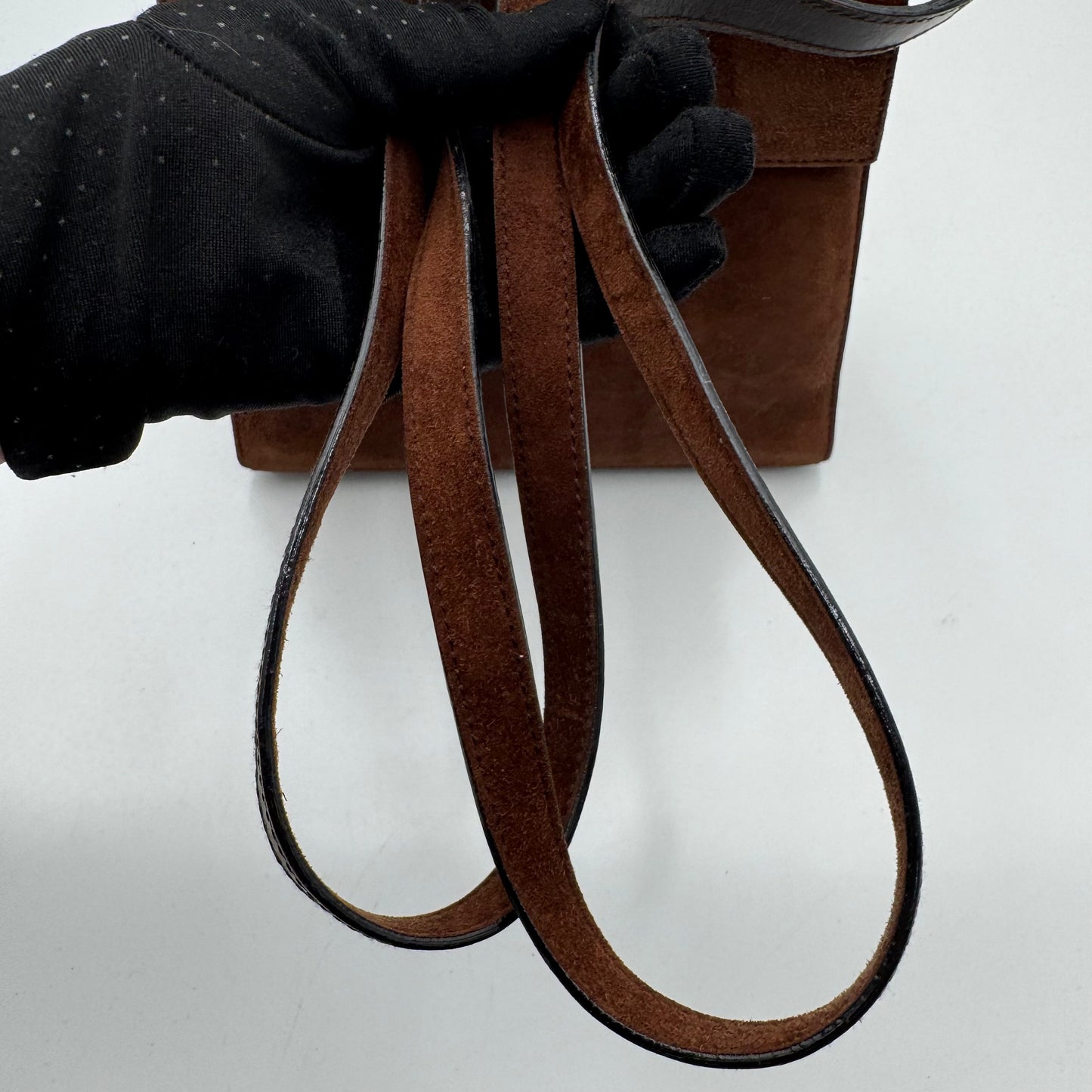 Salvatore Ferragamo Brown Suede Gancini Two-Way Top Handle Handbag