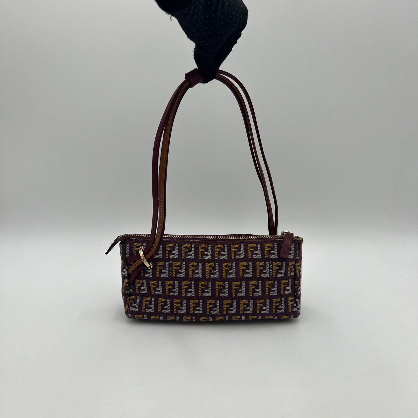 Fendi Purple Mustard Tricolor Zucchino Canvas Pochette