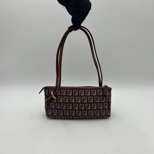 Fendi Purple Mustard Tricolor Zucchino Canvas Pochette