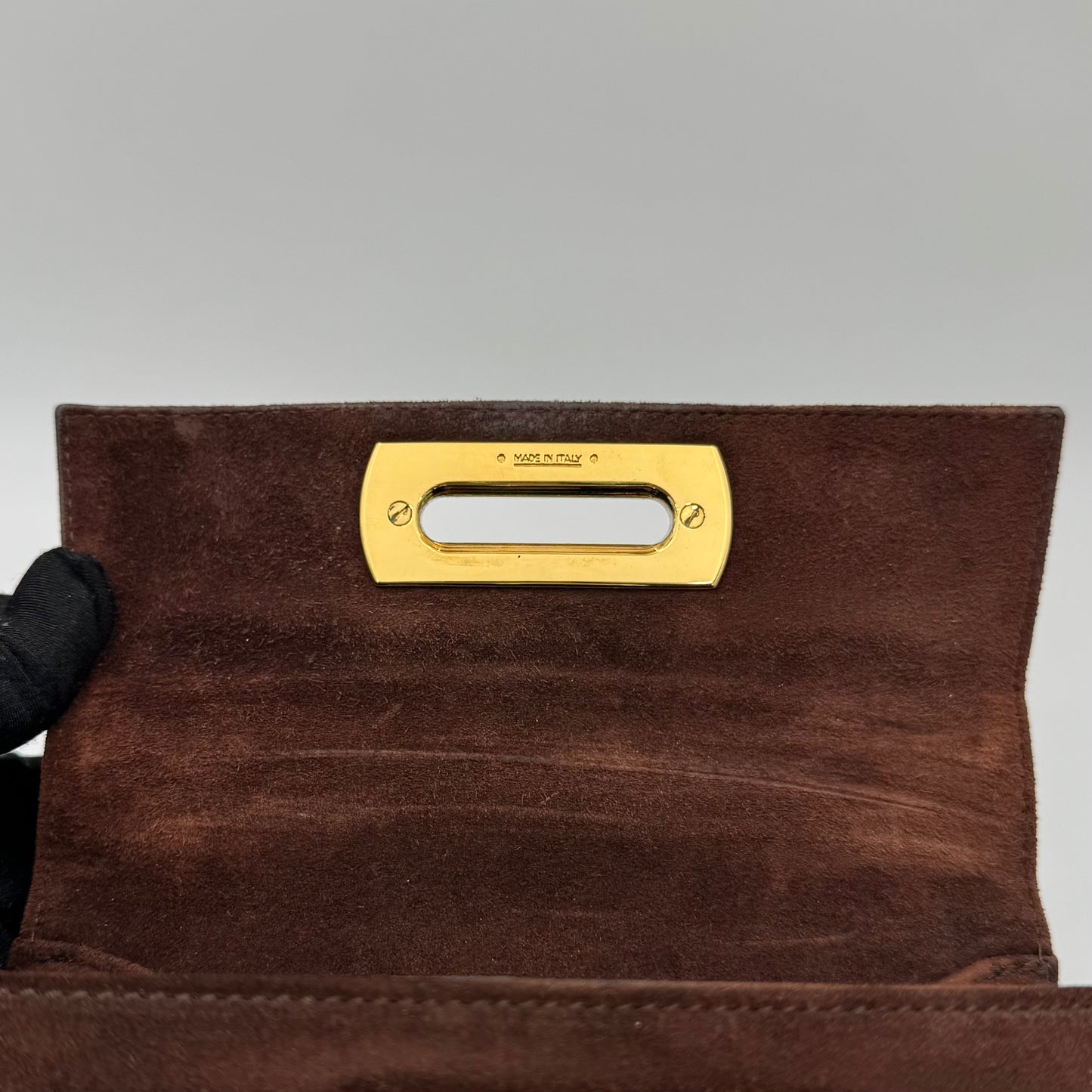 Salvatore Ferragamo Brown Suede Gancini Two-Way Top Handle Handbag