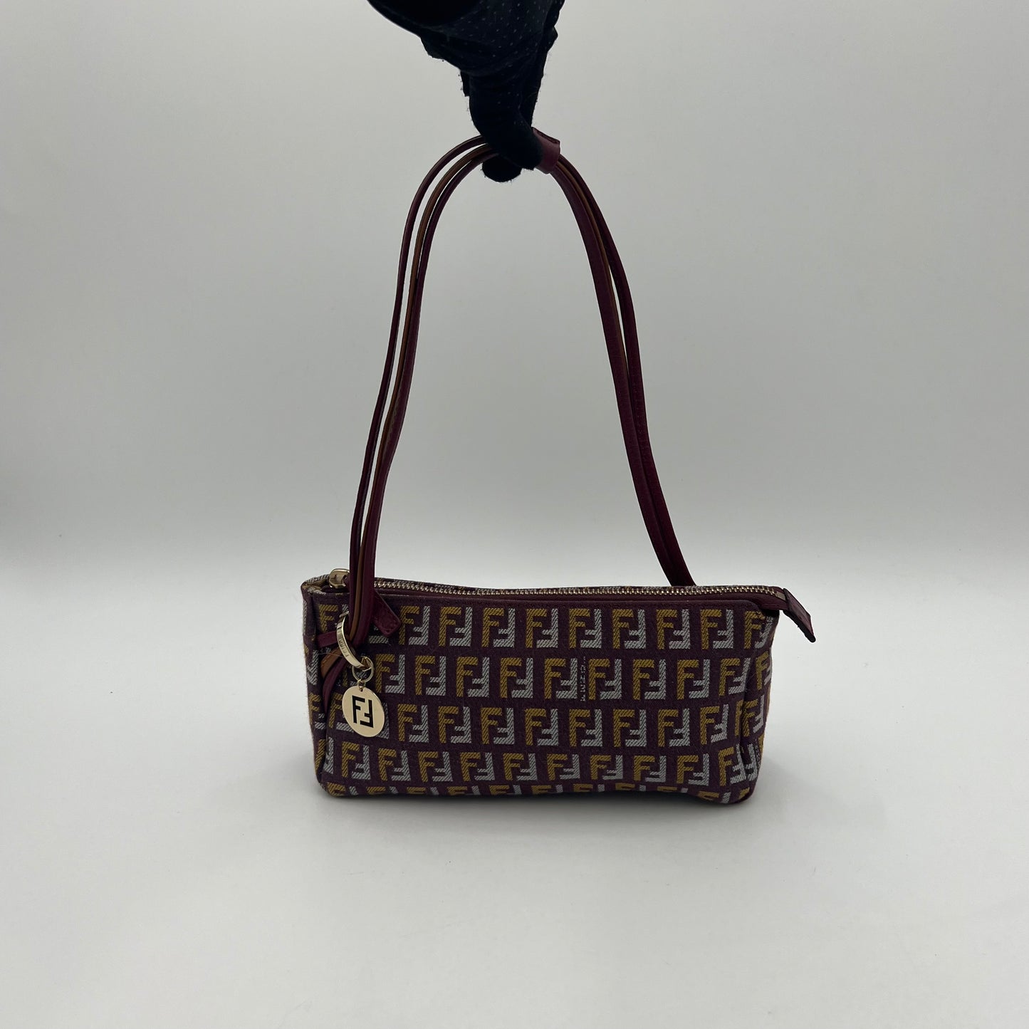Fendi Purple Mustard Tricolor Zucchino Canvas Pochette