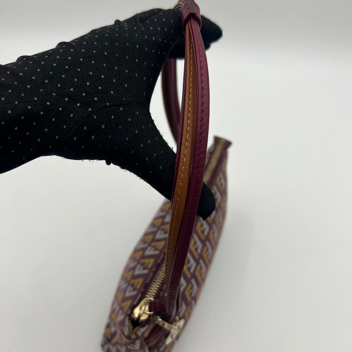 Fendi Purple Mustard Tricolor Zucchino Canvas Pochette